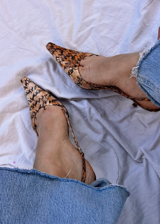 Slingback Lella Baldi in Pelle Stampa Pitone – Made in Italy
