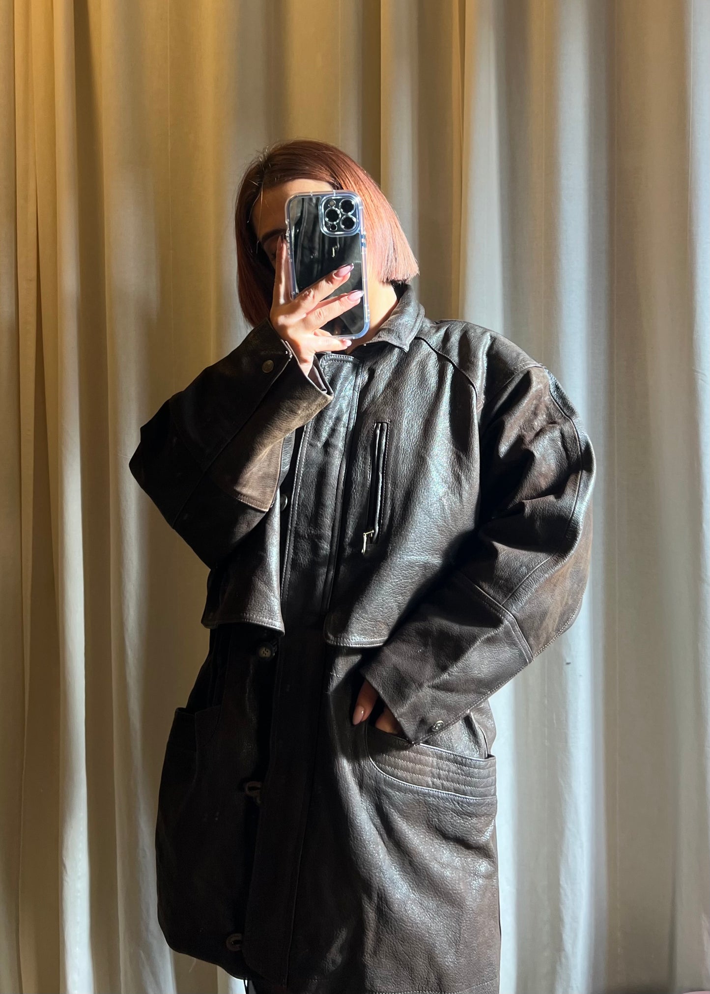 Giacca over in pelle