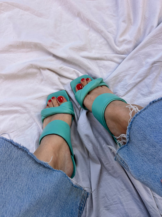 Sandali Mules FUCSIA in Pelle Turchese/Acqua – Made in Italy