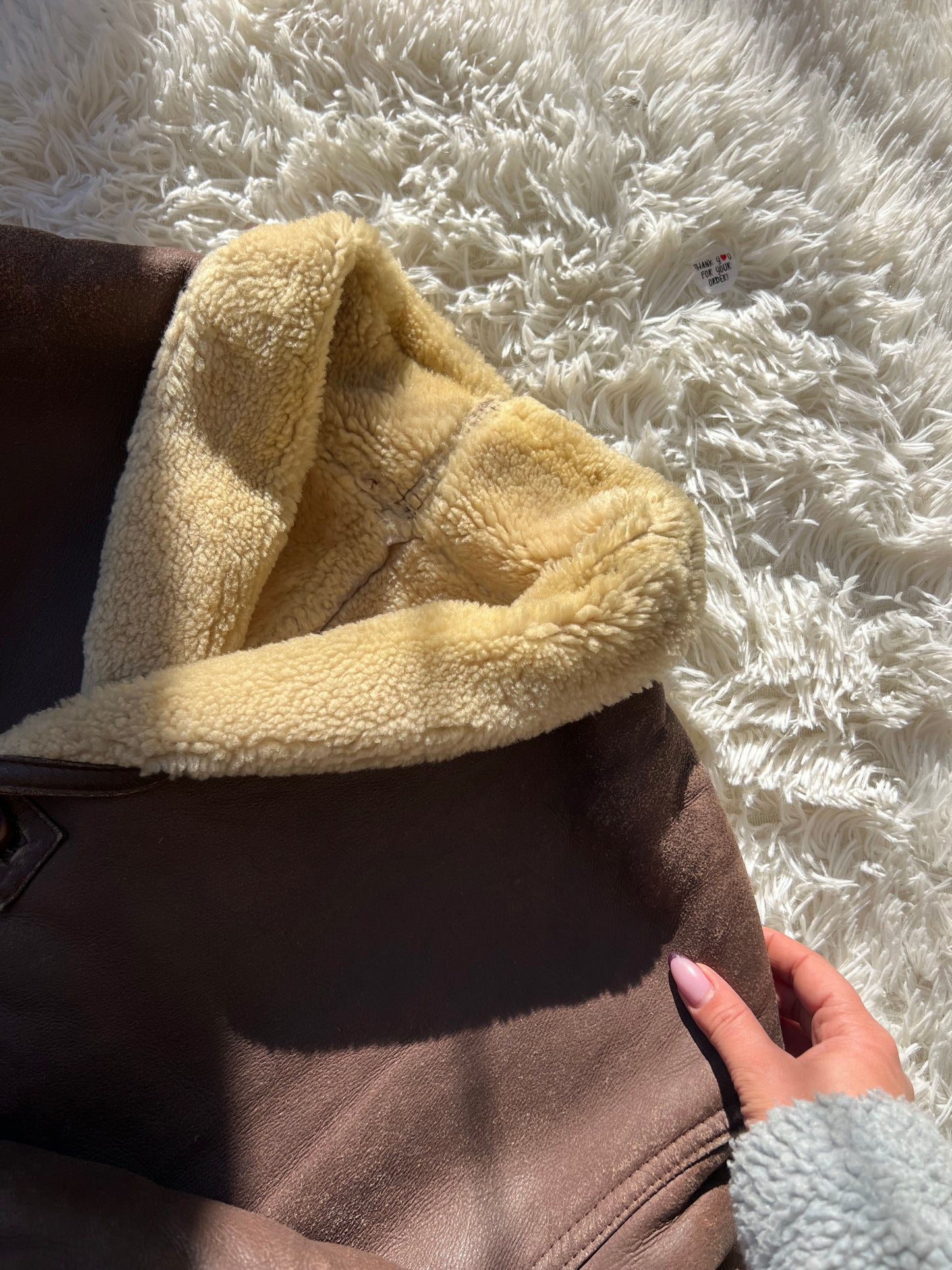 Shearling vintage in pelle invecchiata