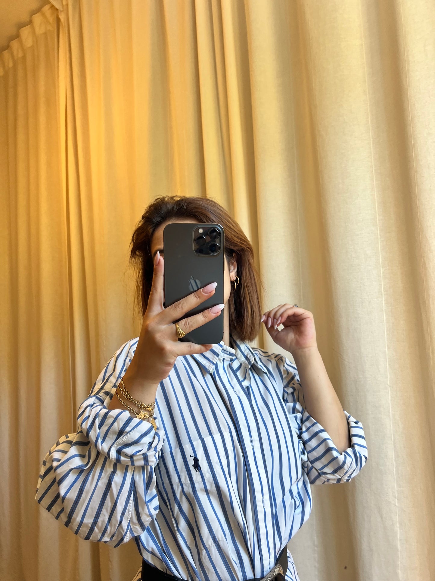 Camicia Vintage Polo Ralph Lauren "Blaire" – Righe Bianco e Blu