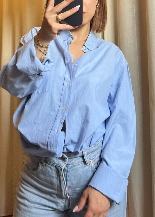 Camicia Azzurra Burberry Brit con Dettagli Check