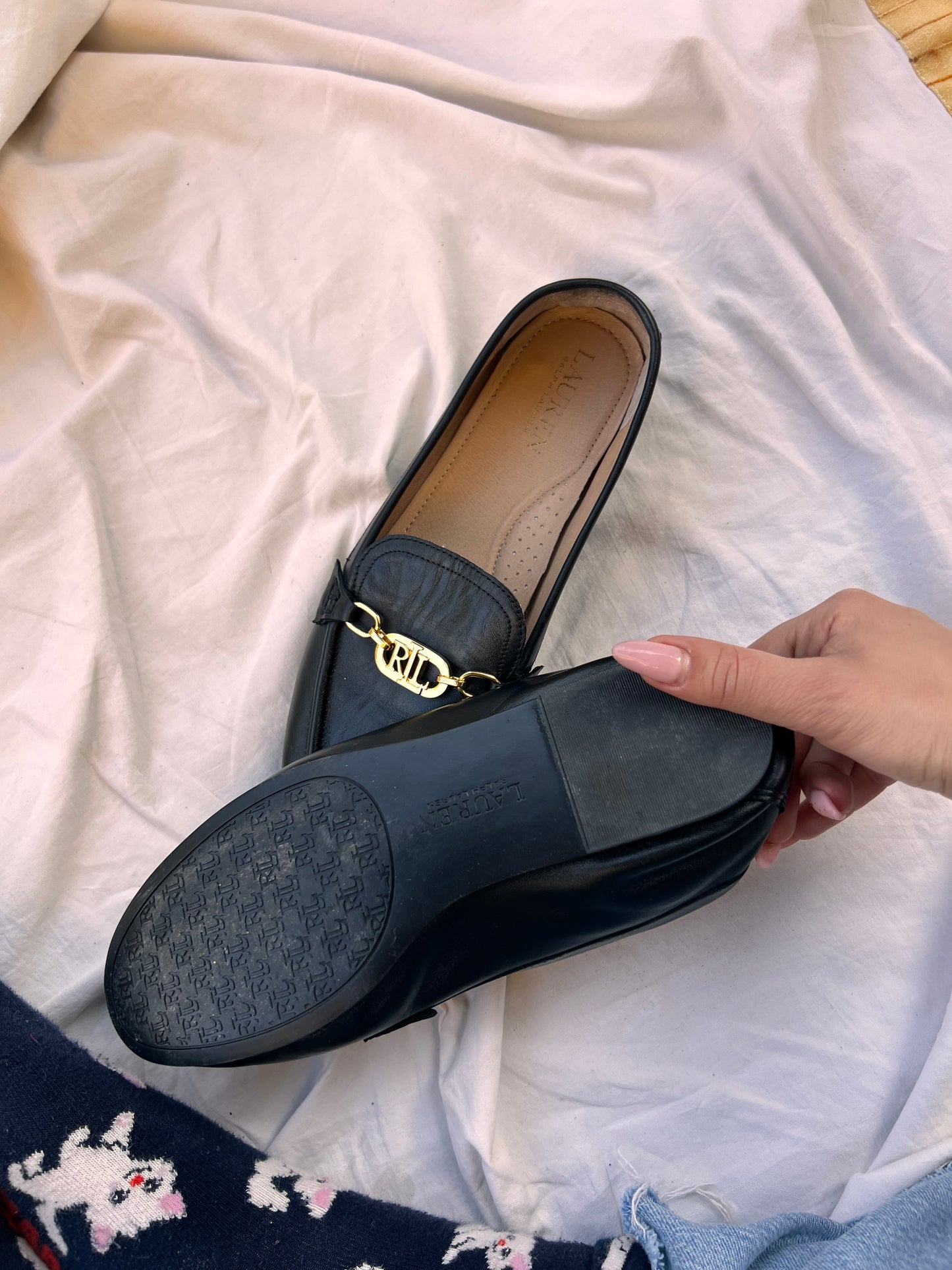 Mocassini Lauren Ralph Lauren in Pelle Nera – TG 38.5