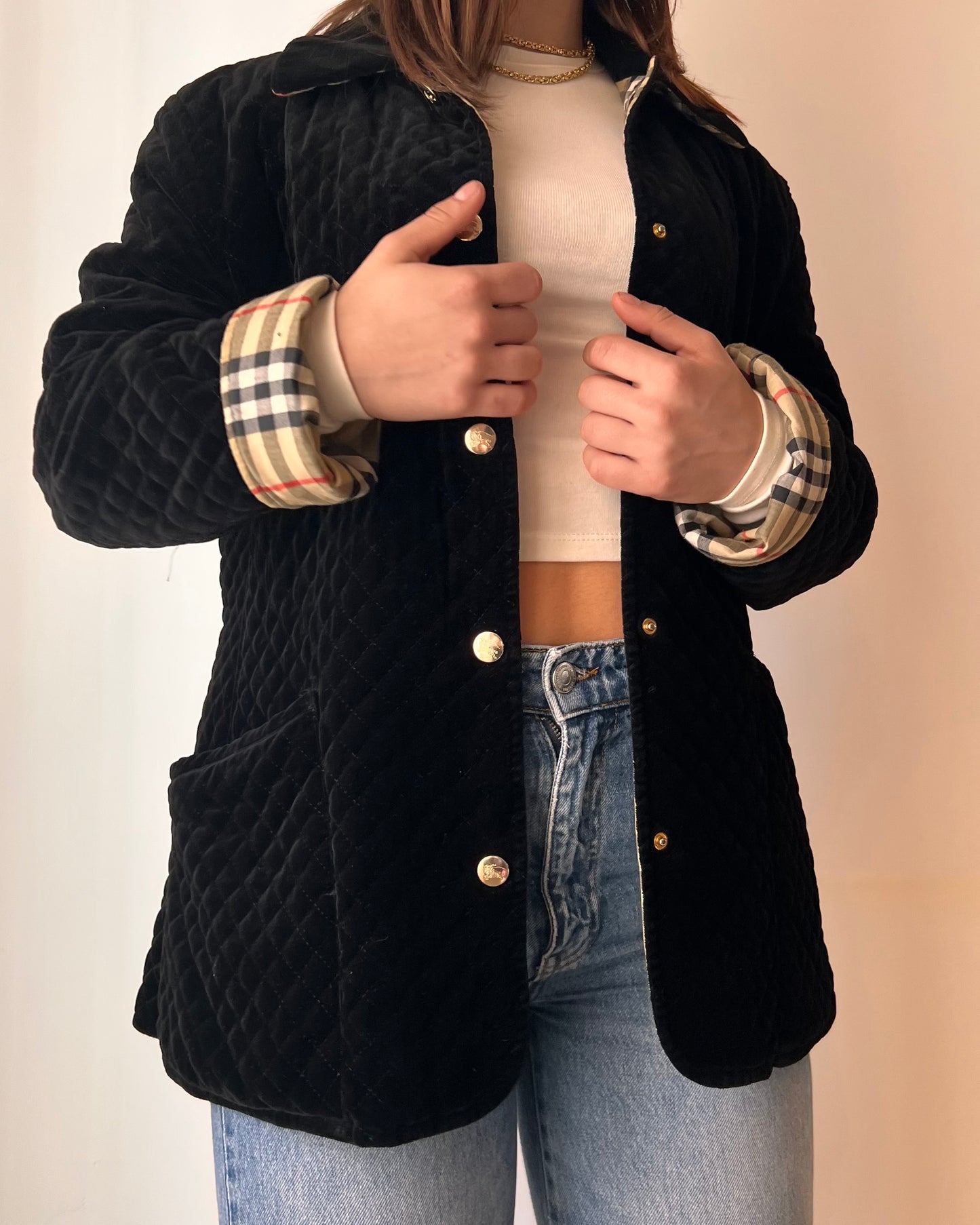 Trapuntato Burberry in velluto liscio