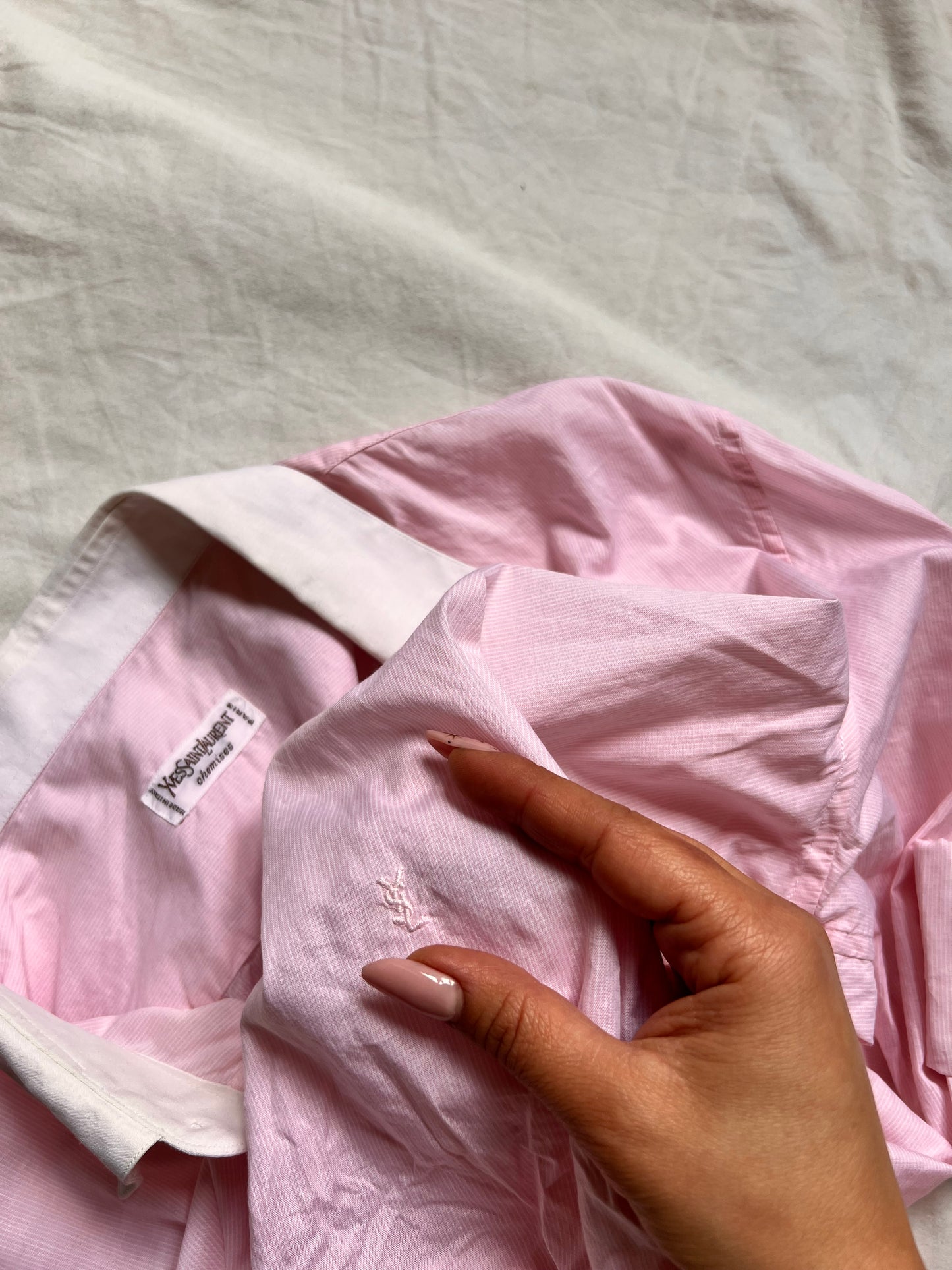 Camicia Vintage Yves Saint Laurent – Rosa a Righe Sottili