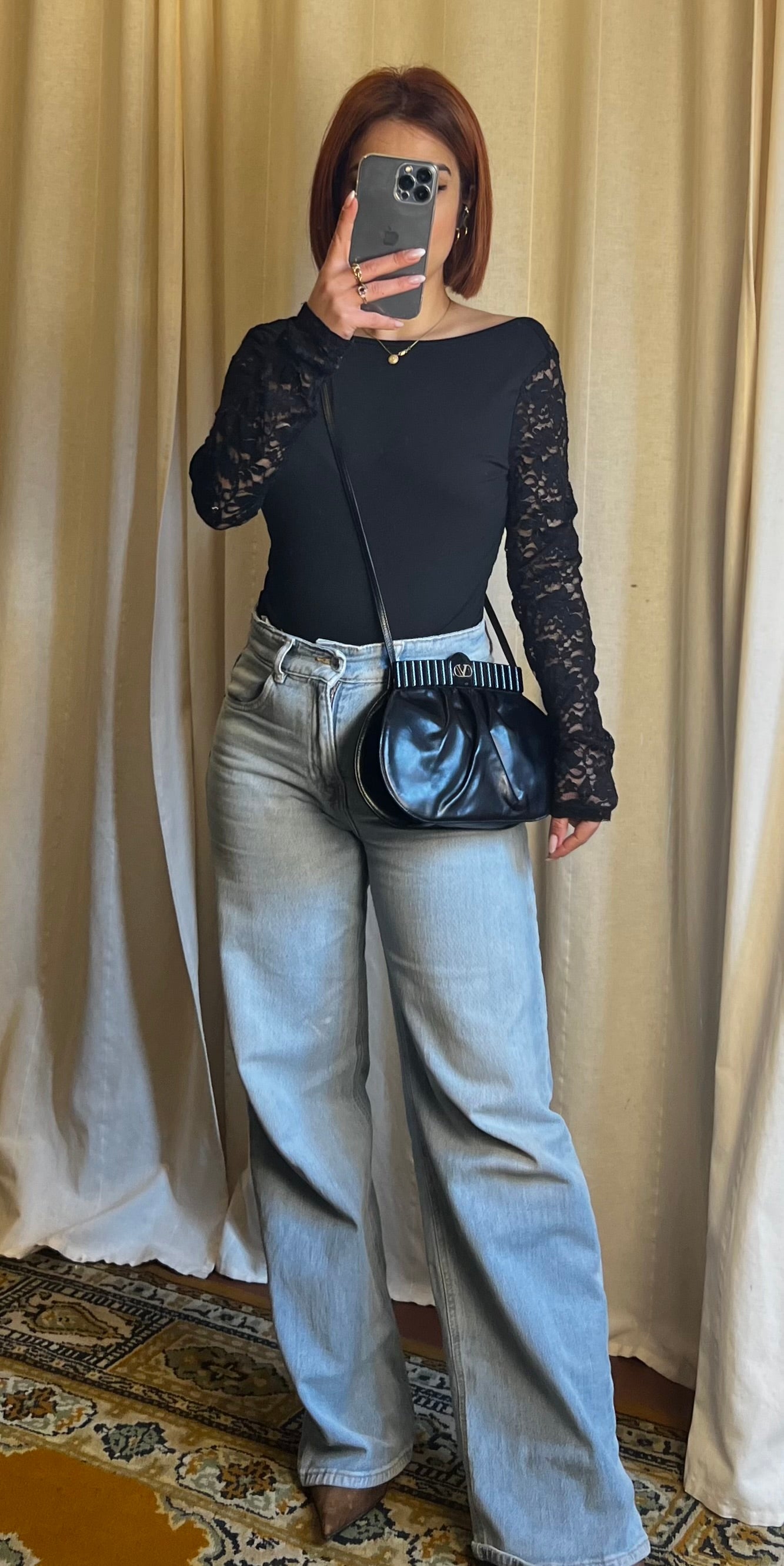 Valentino Garavani – Borsa Vintage a clutch/ Tracolla in Pelle Plissé