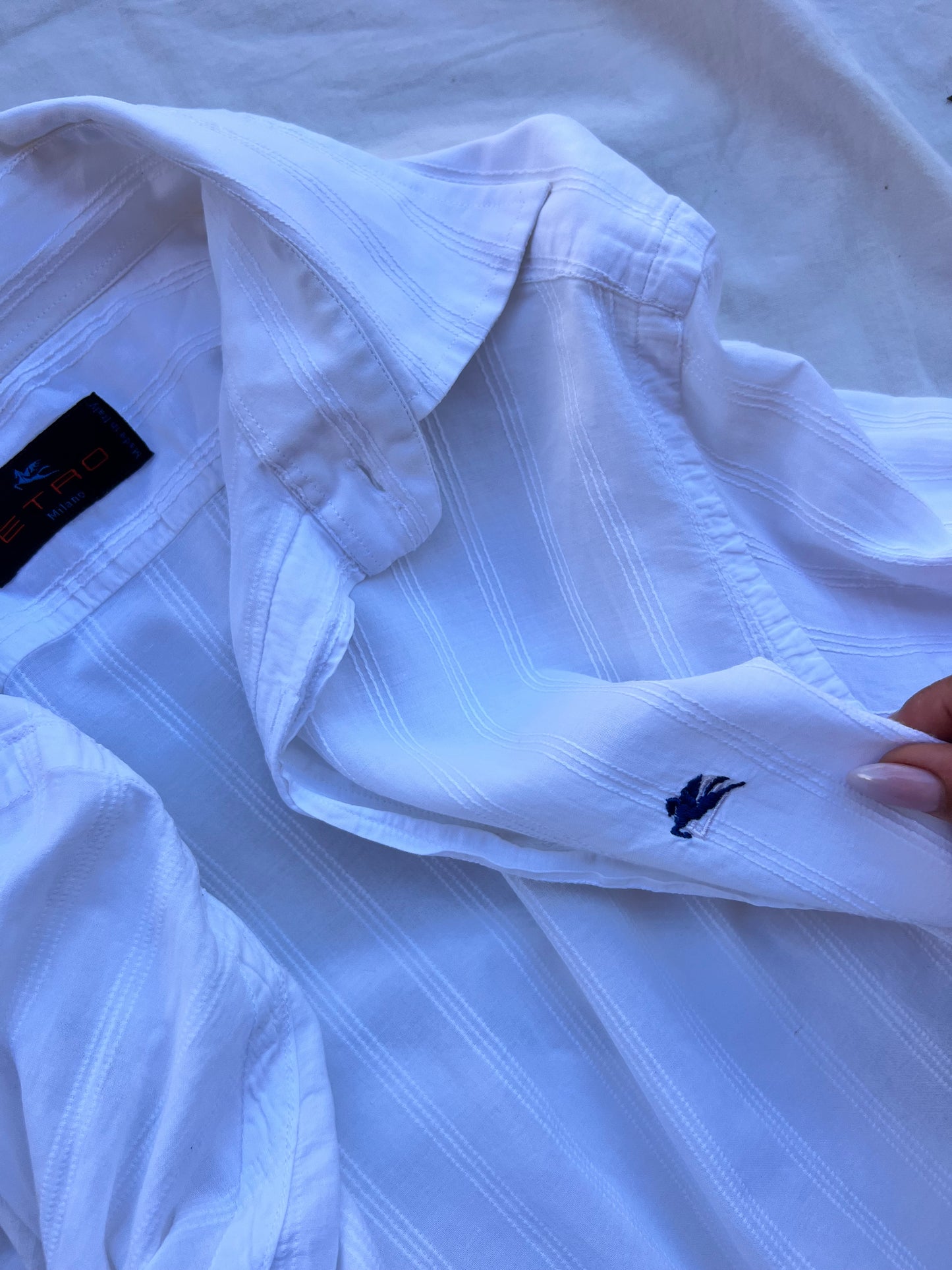 Camicia Bianca Etro in Cotone con Iconico Pegaso