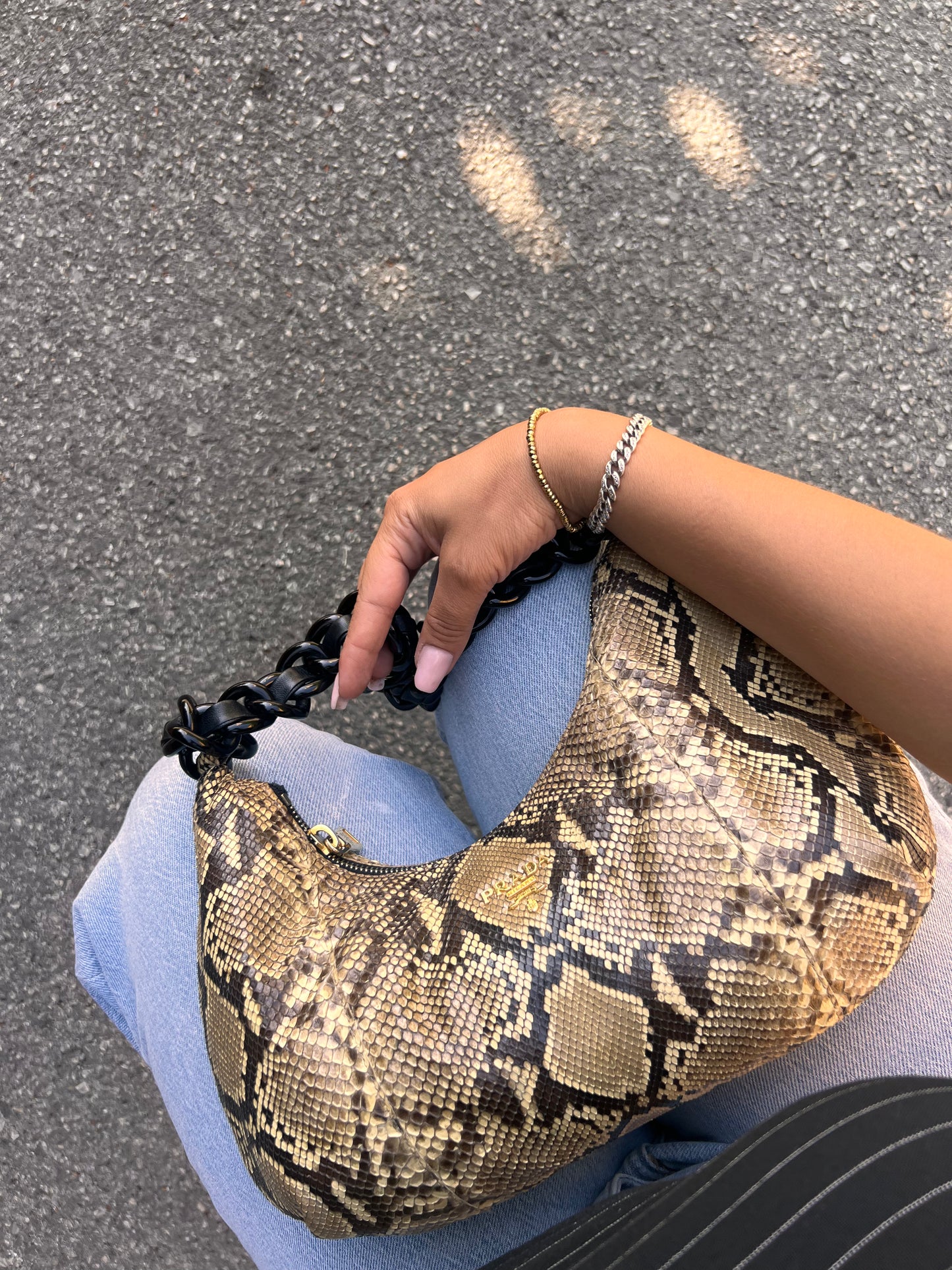 Borsa Hobo Prada in pitone