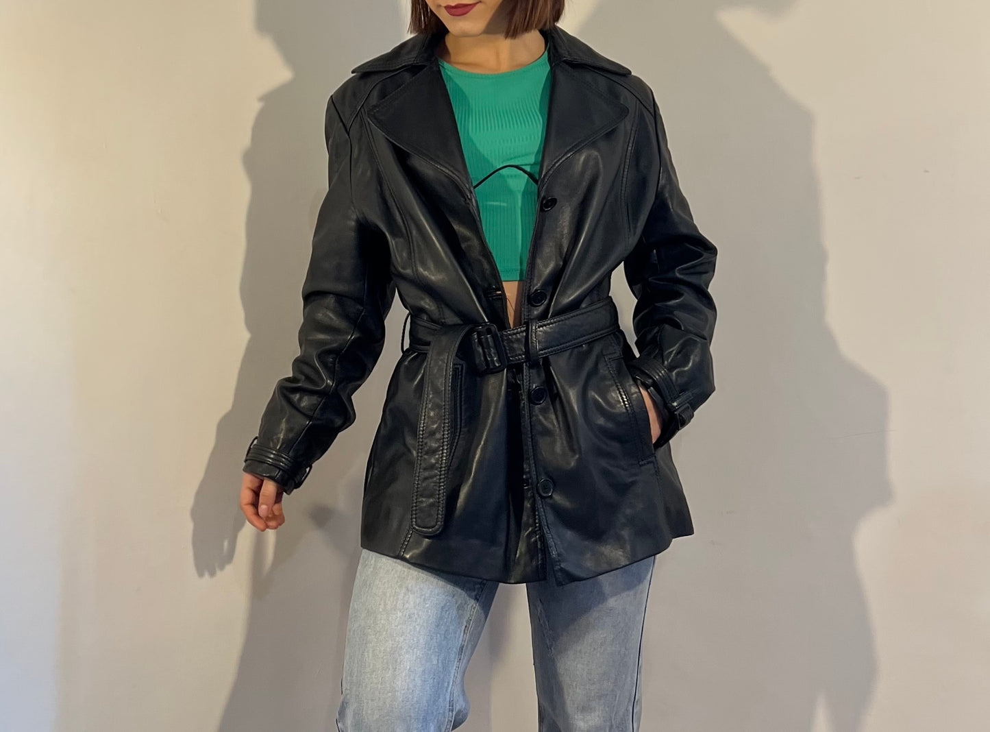 Trench in vera pelle