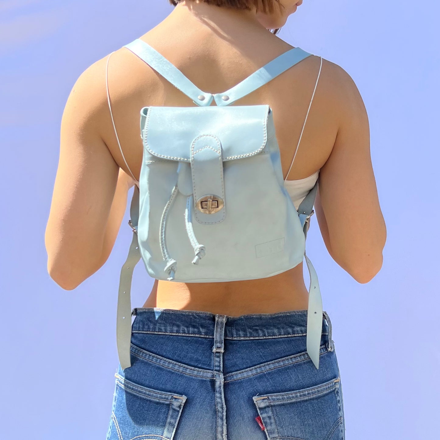 Zainetto in vera pelle Azzurro