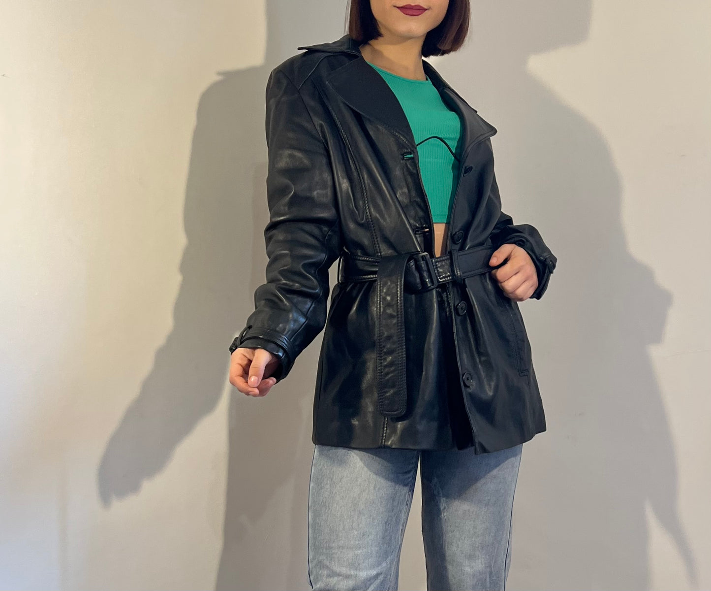 Trench in vera pelle