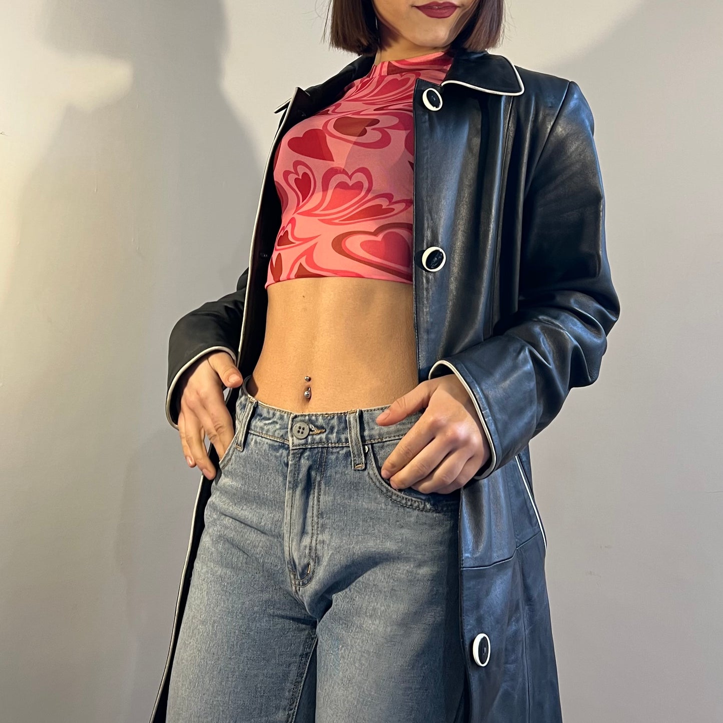 Giacca lunga in vera pelle