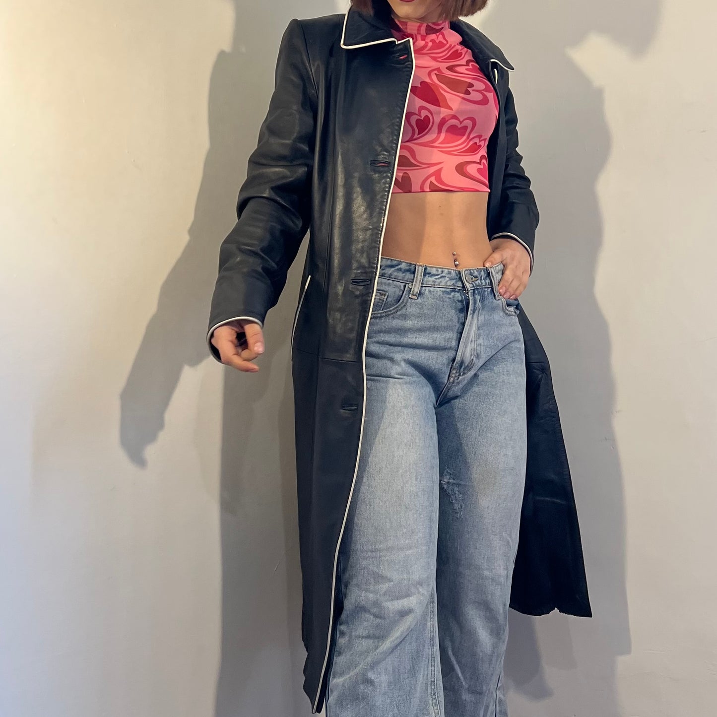 Giacca lunga in vera pelle