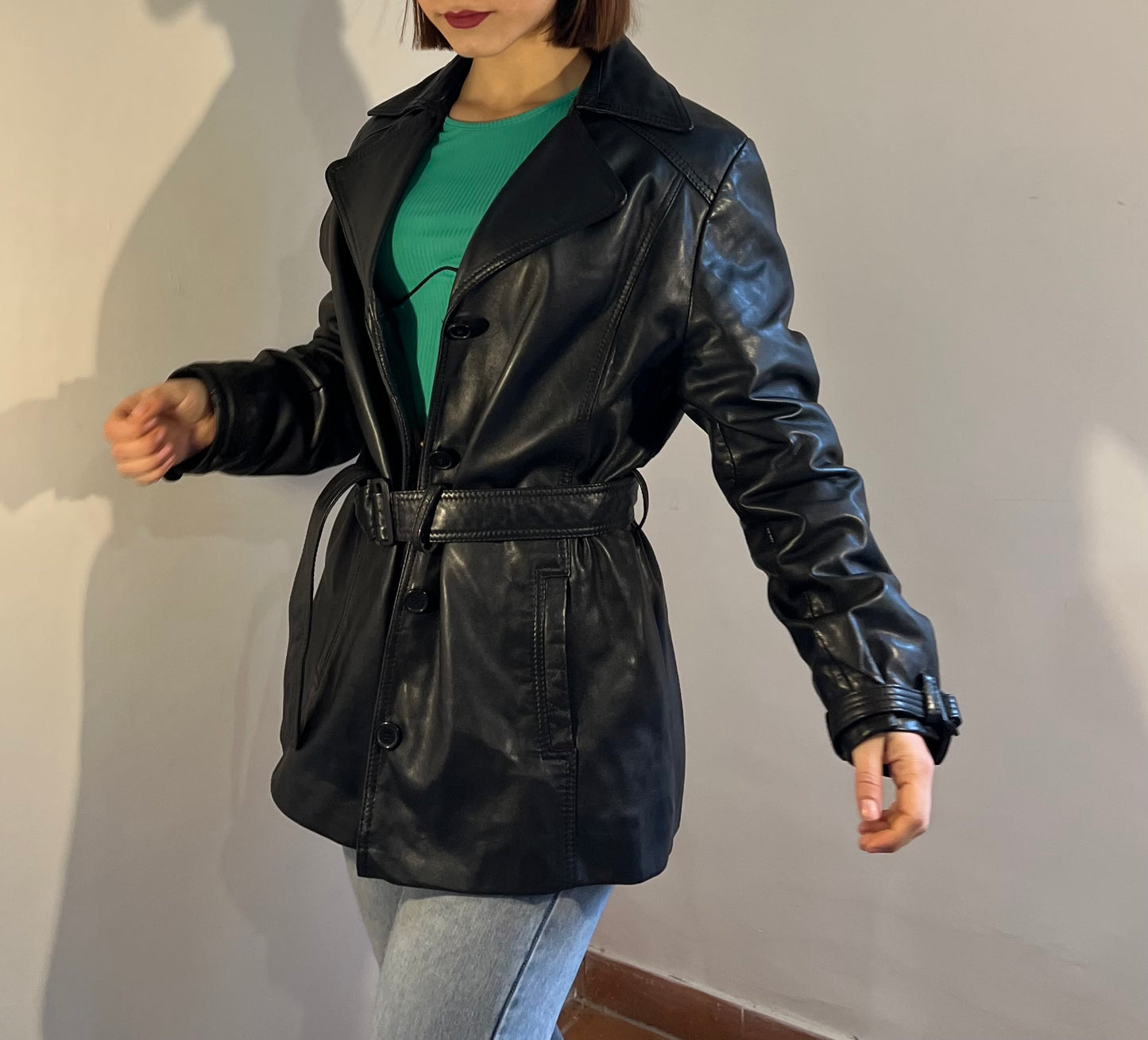 Trench in vera pelle