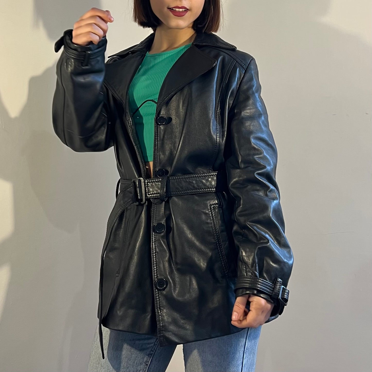 Trench in vera pelle