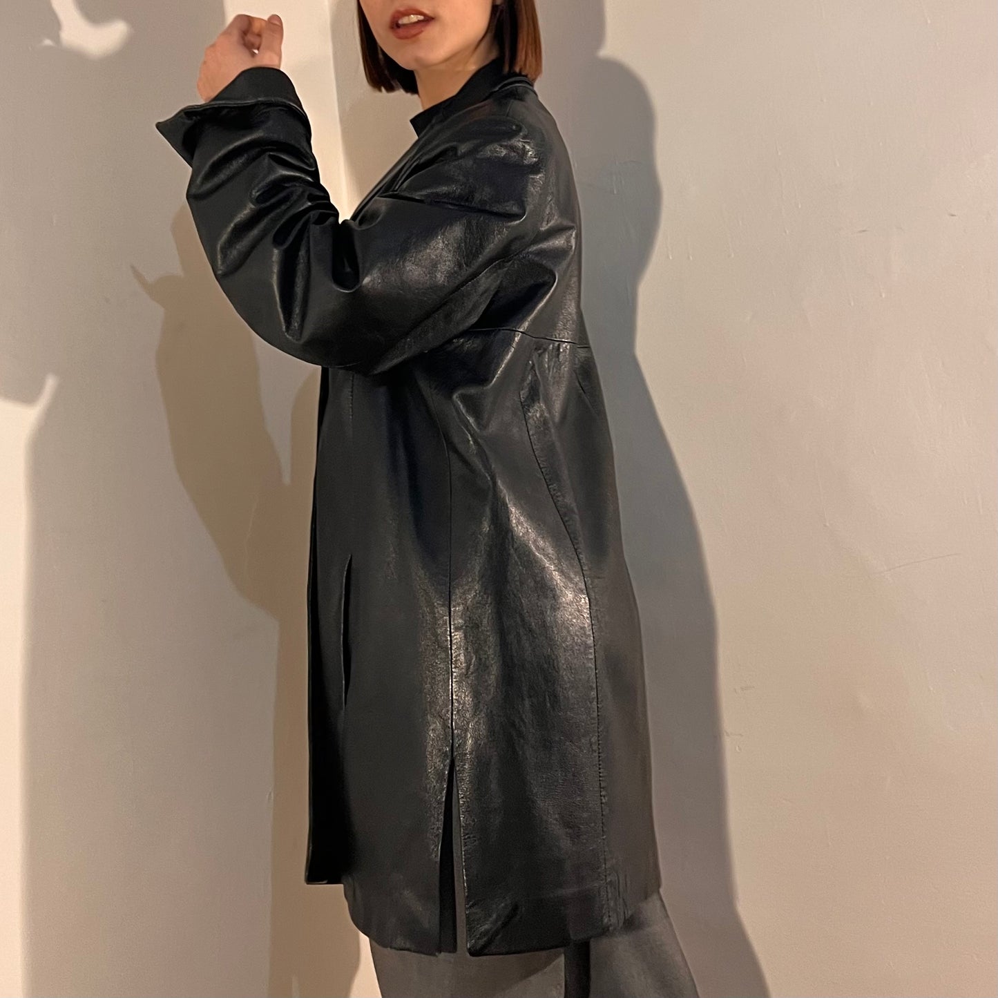Giacca lunga in vera pelle