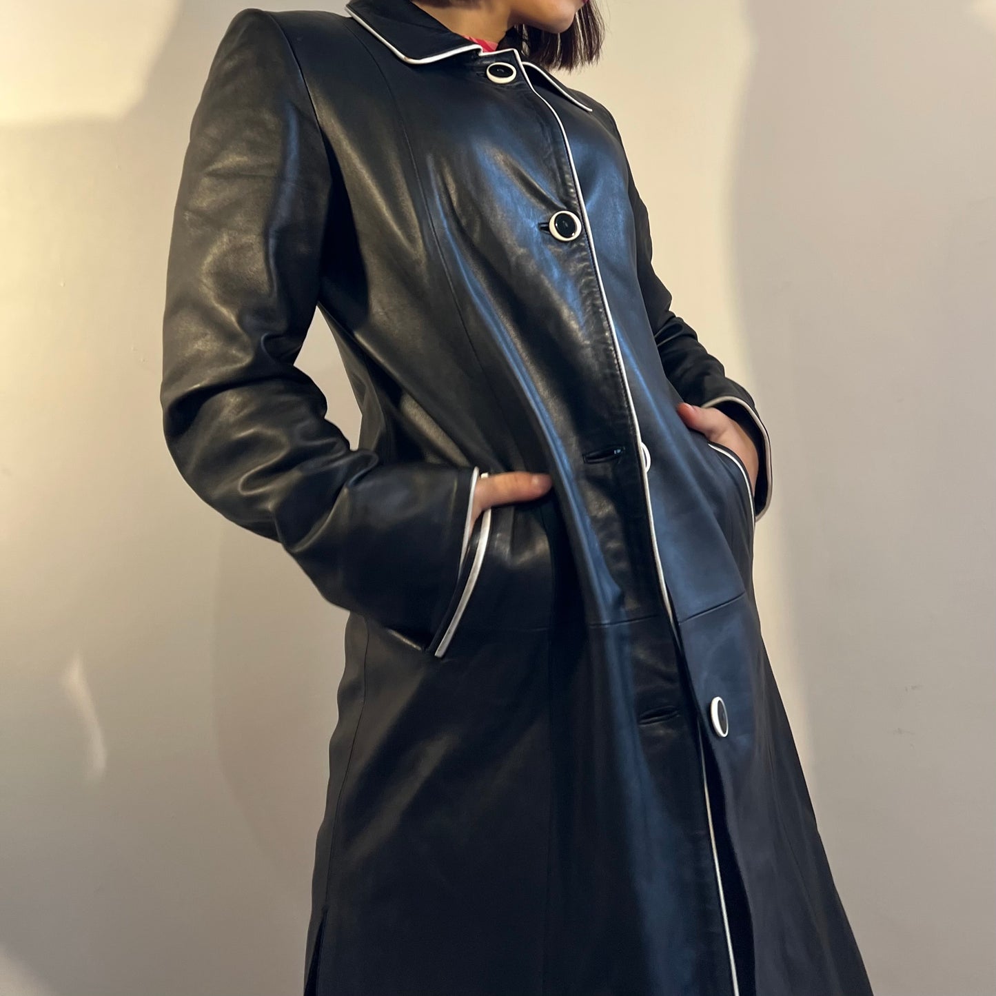 Giacca lunga in vera pelle