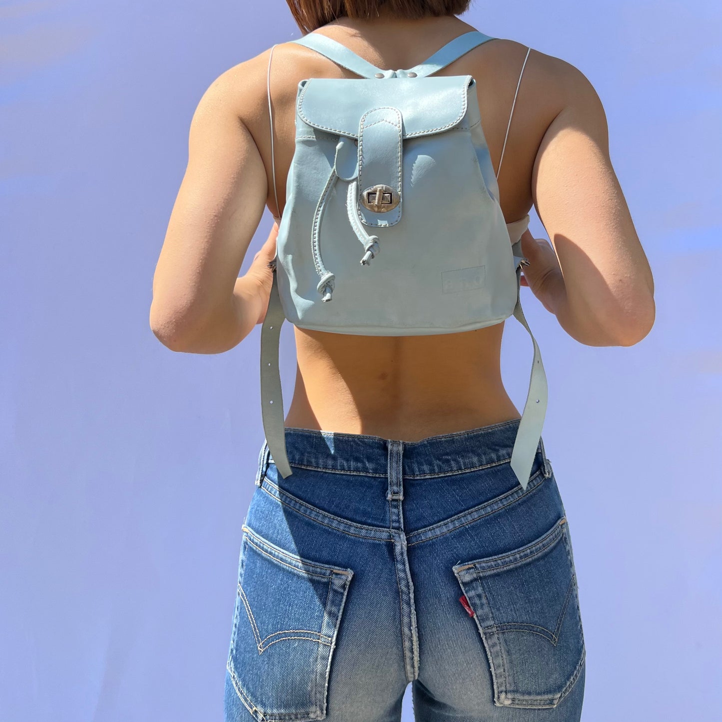 Zainetto in vera pelle Azzurro
