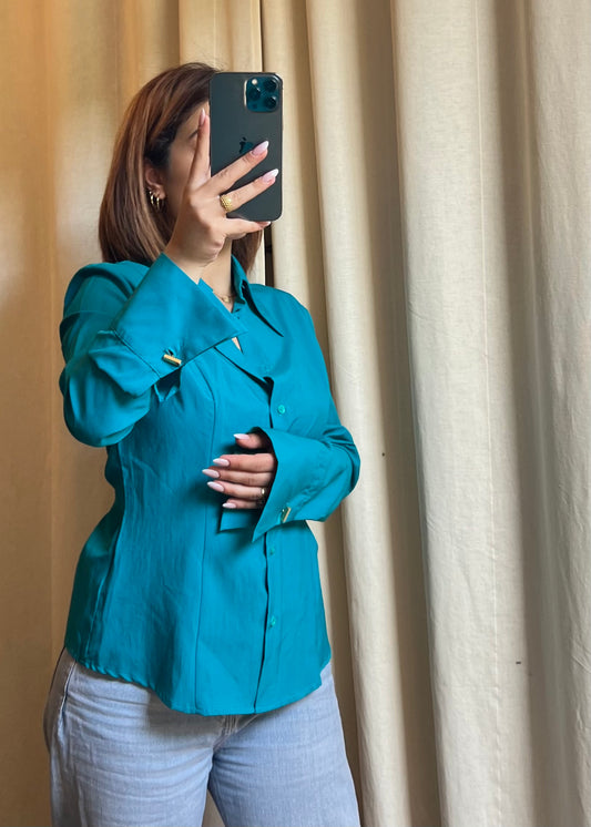 Camicia Vintage Fendi Jeans – Color Turchese Intenso