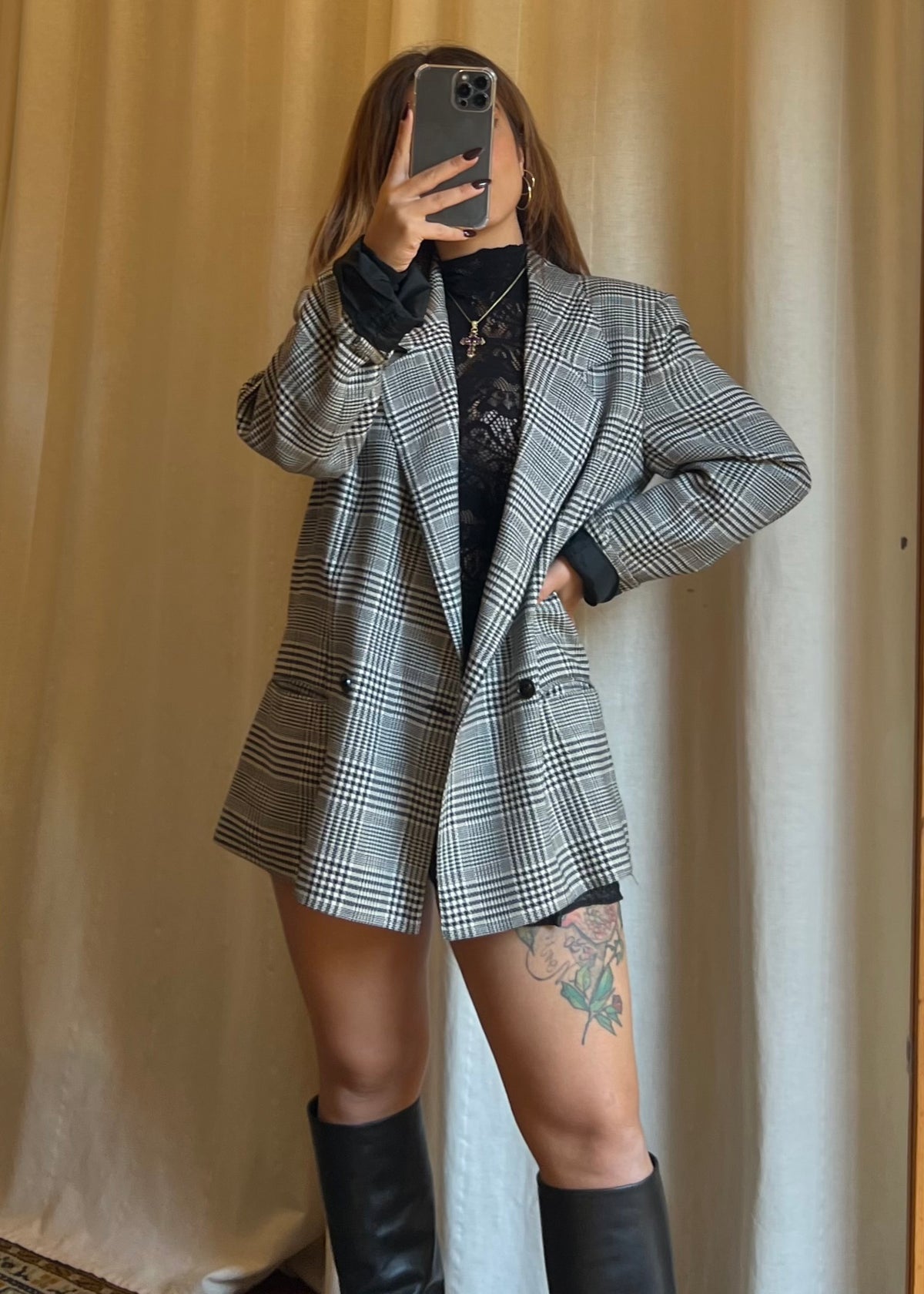 Blazer Vintage doppiopetto in Pura Lana Vergine – Motivo Principe di Galles