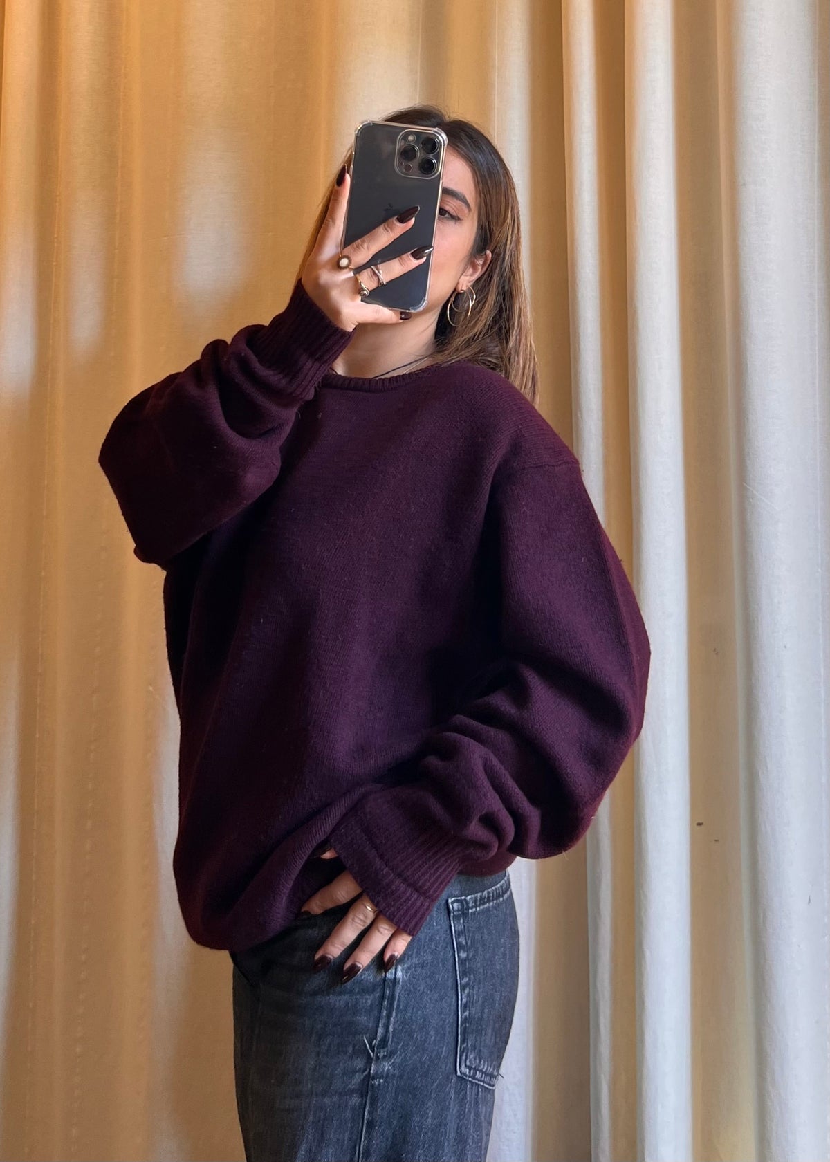 Maglione Ralph Lauren con Scollo a V in Lana d'Agnello (100% Lambswool) – Borgogna