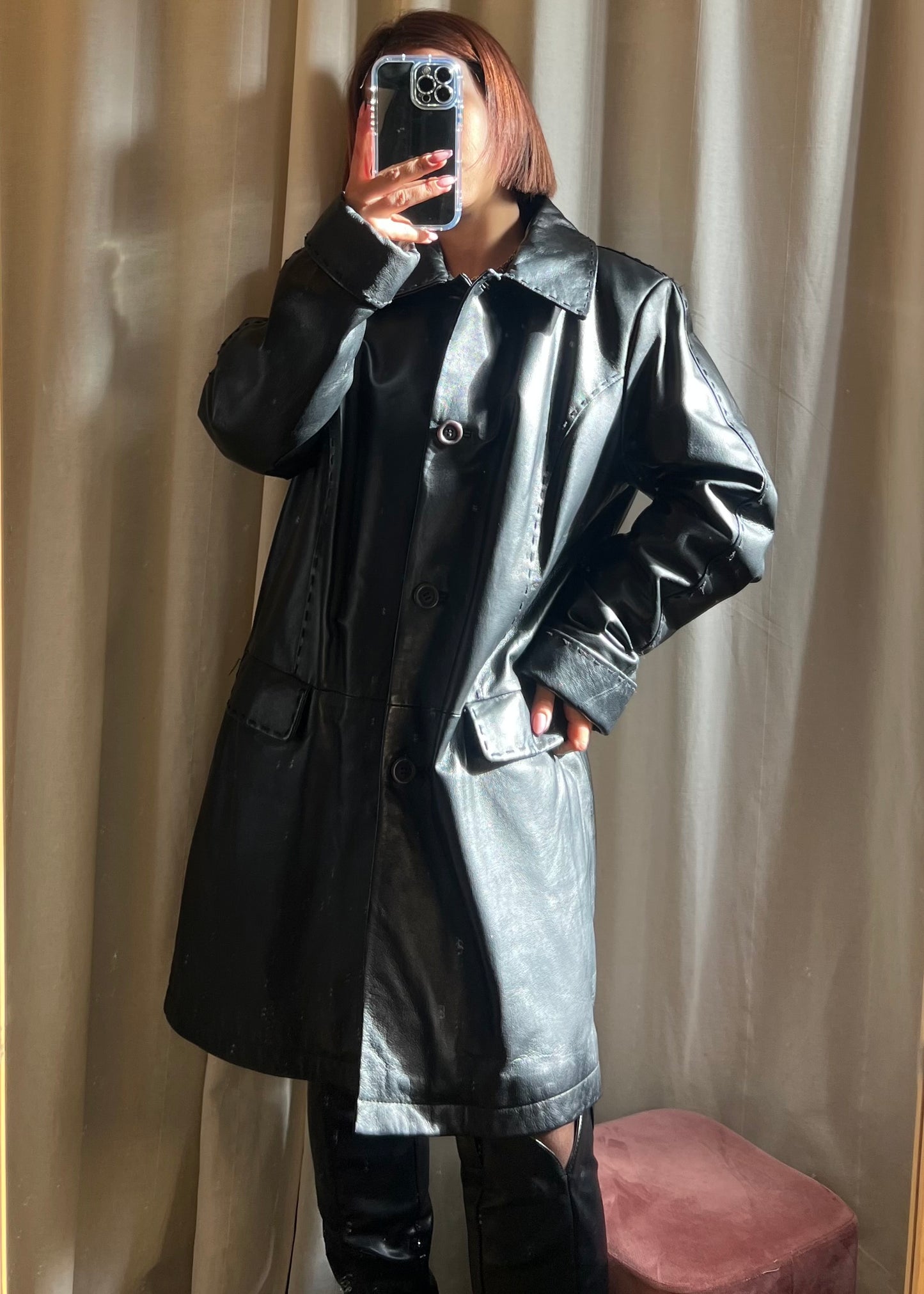 Giacca lunga in pelle