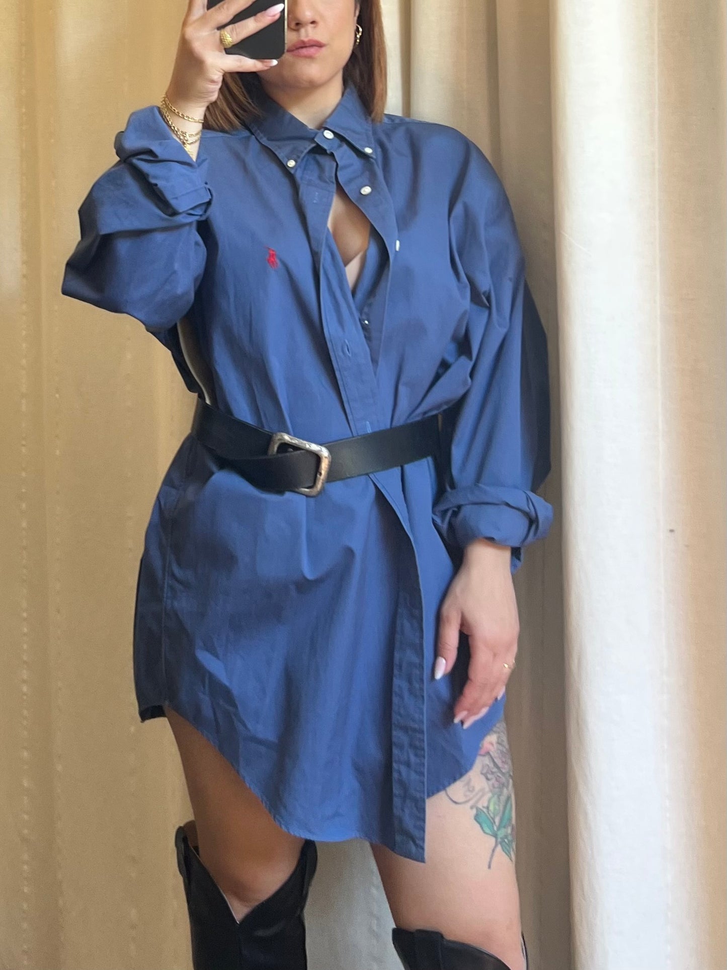 Polo Ralph Lauren camicia oversize in cotone blu