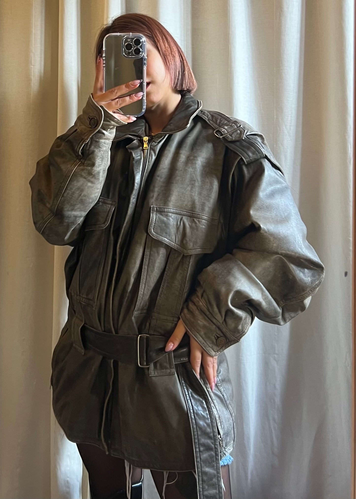 Giacca over in pelle