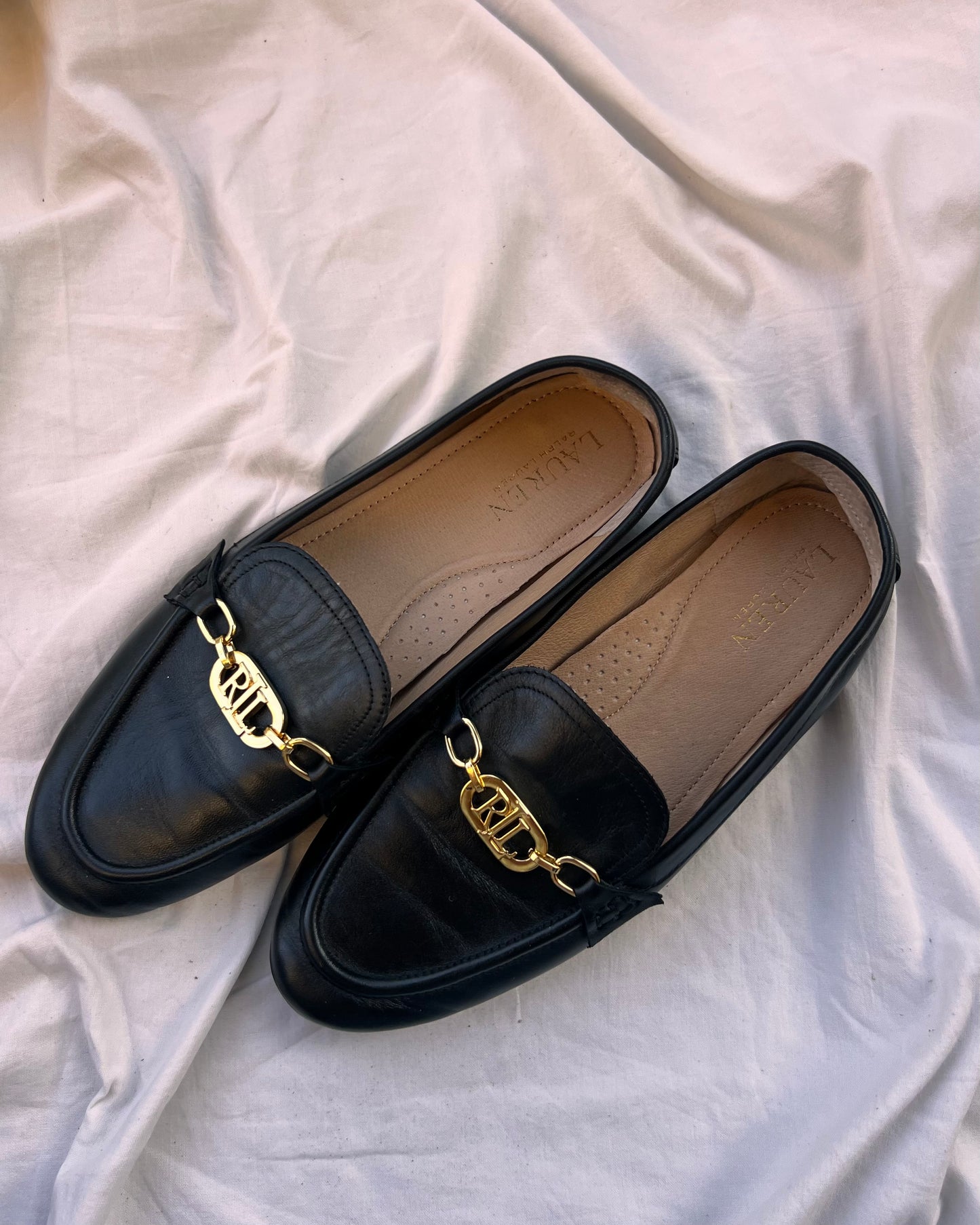 Mocassini Lauren Ralph Lauren in Pelle Nera – TG 38.5