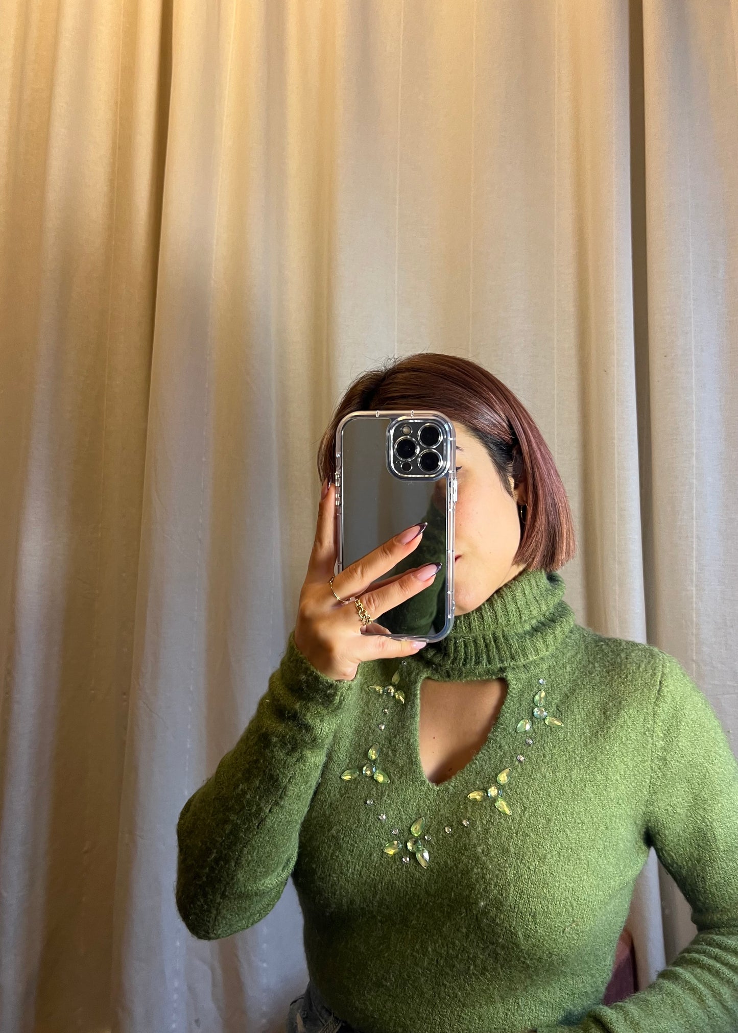 Maglione verde in lana