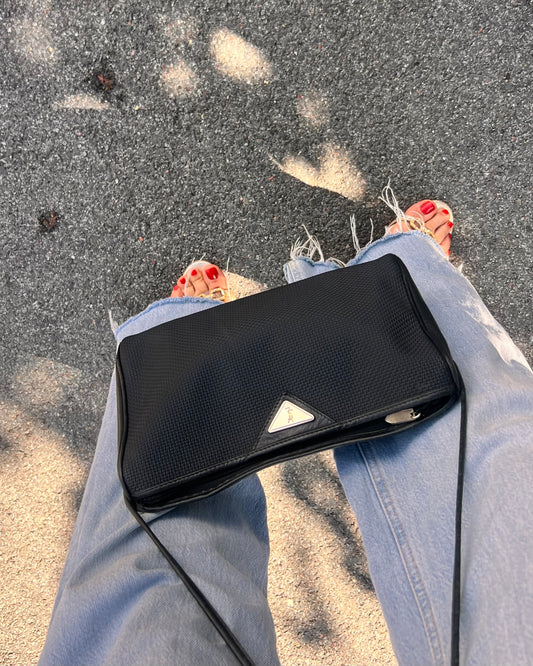 Borsa a spalla Yves Saint Laurent Vintage - Tessuto Testurizzato Nero