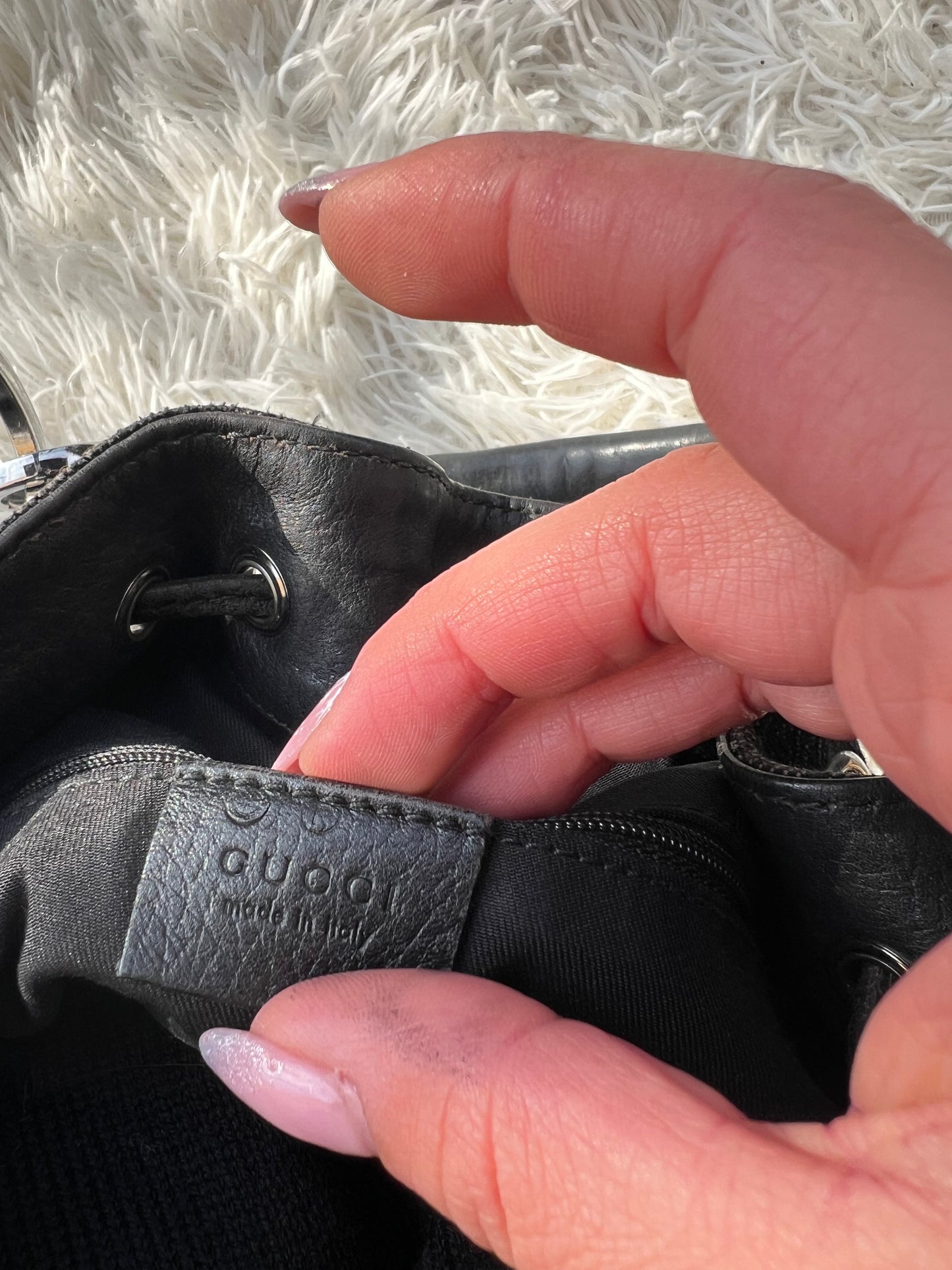 Secchiello gucci in monogram denim