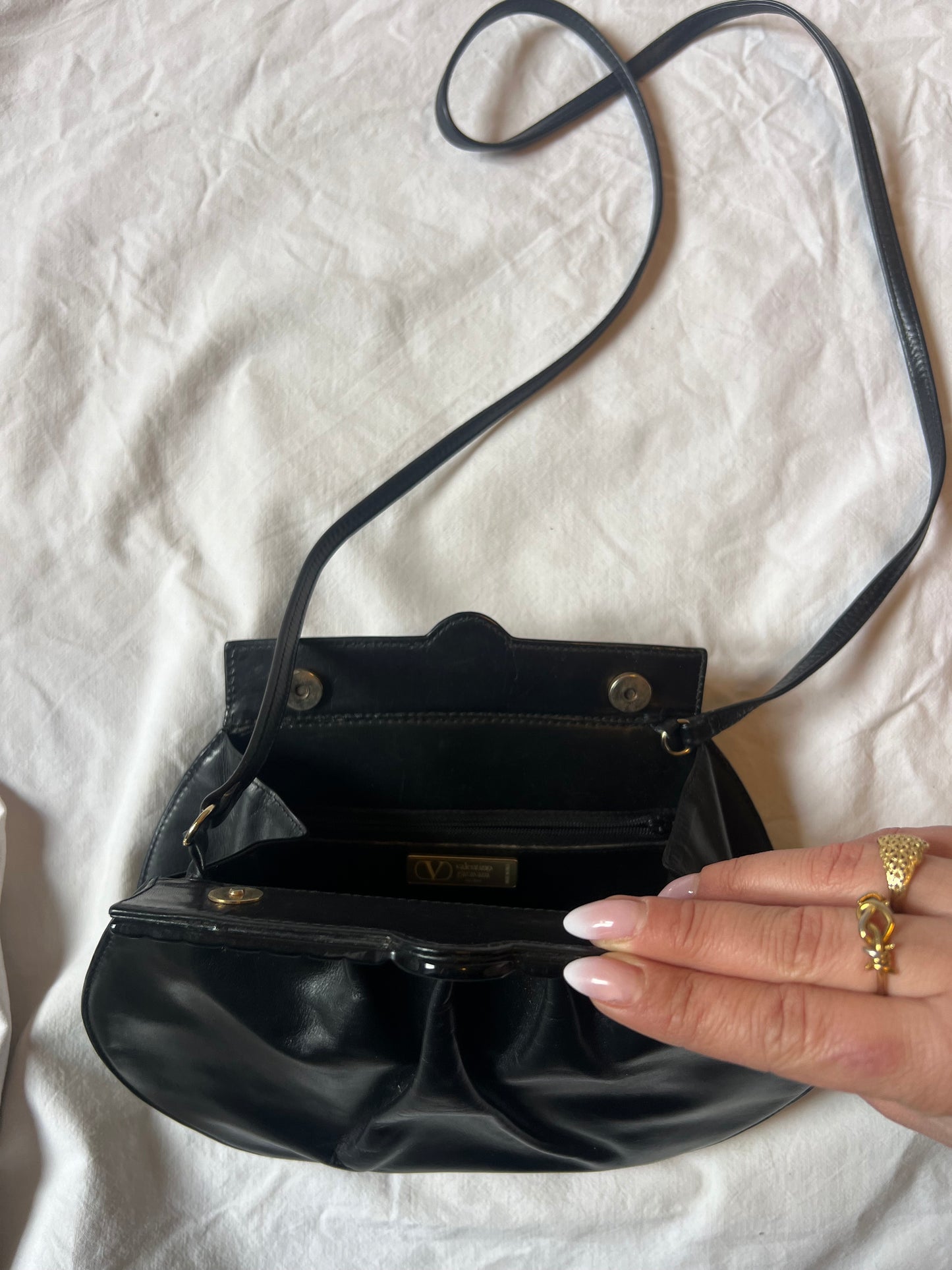 Valentino Garavani – Borsa Vintage a clutch/ Tracolla in Pelle Plissé