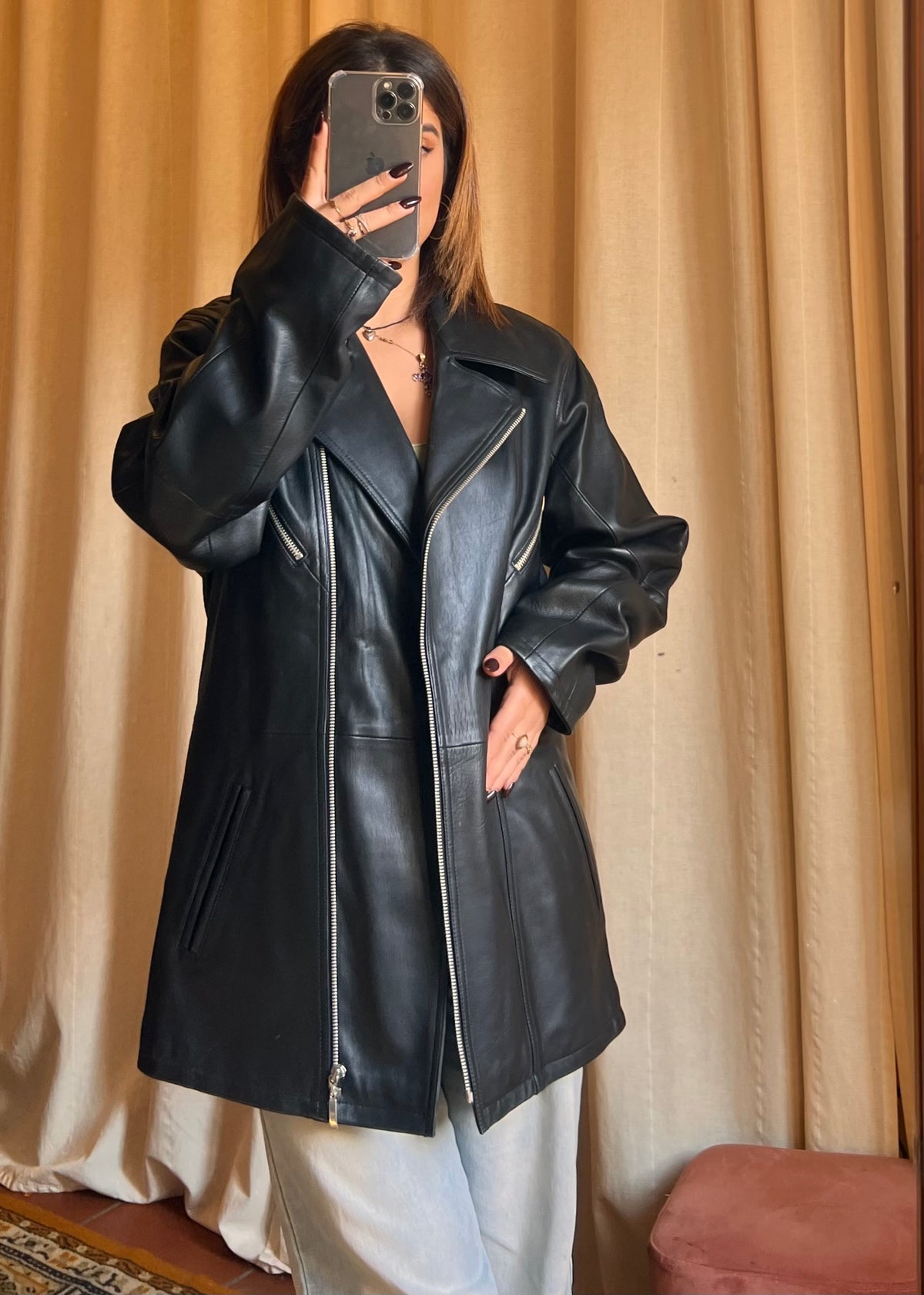 Giacca in Vera Pelle Nappa d'Agnello – Style Biker / Oversize