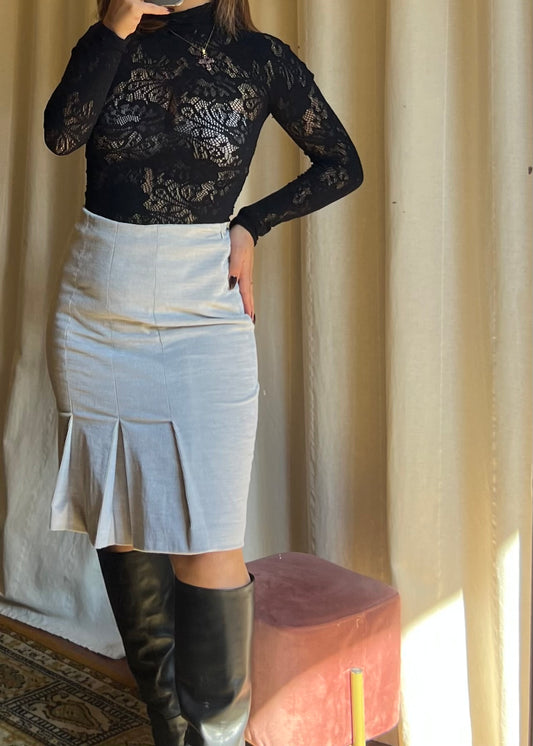 Gonna a tubino Loro Piana in velluto a coste finissime – Taglia 38 (veste 40 IT)