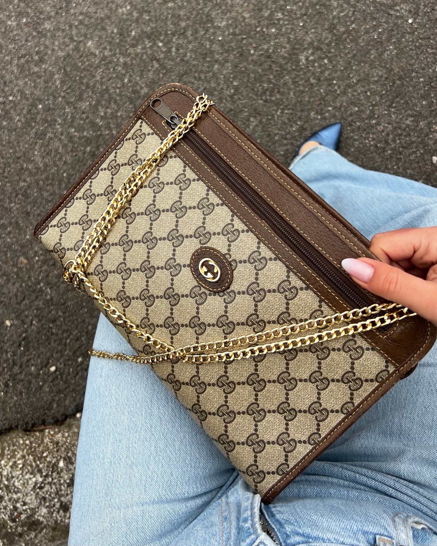 Clutch Gucci Vintage "Ophidia" in Tela Monogram GG - Anni '80