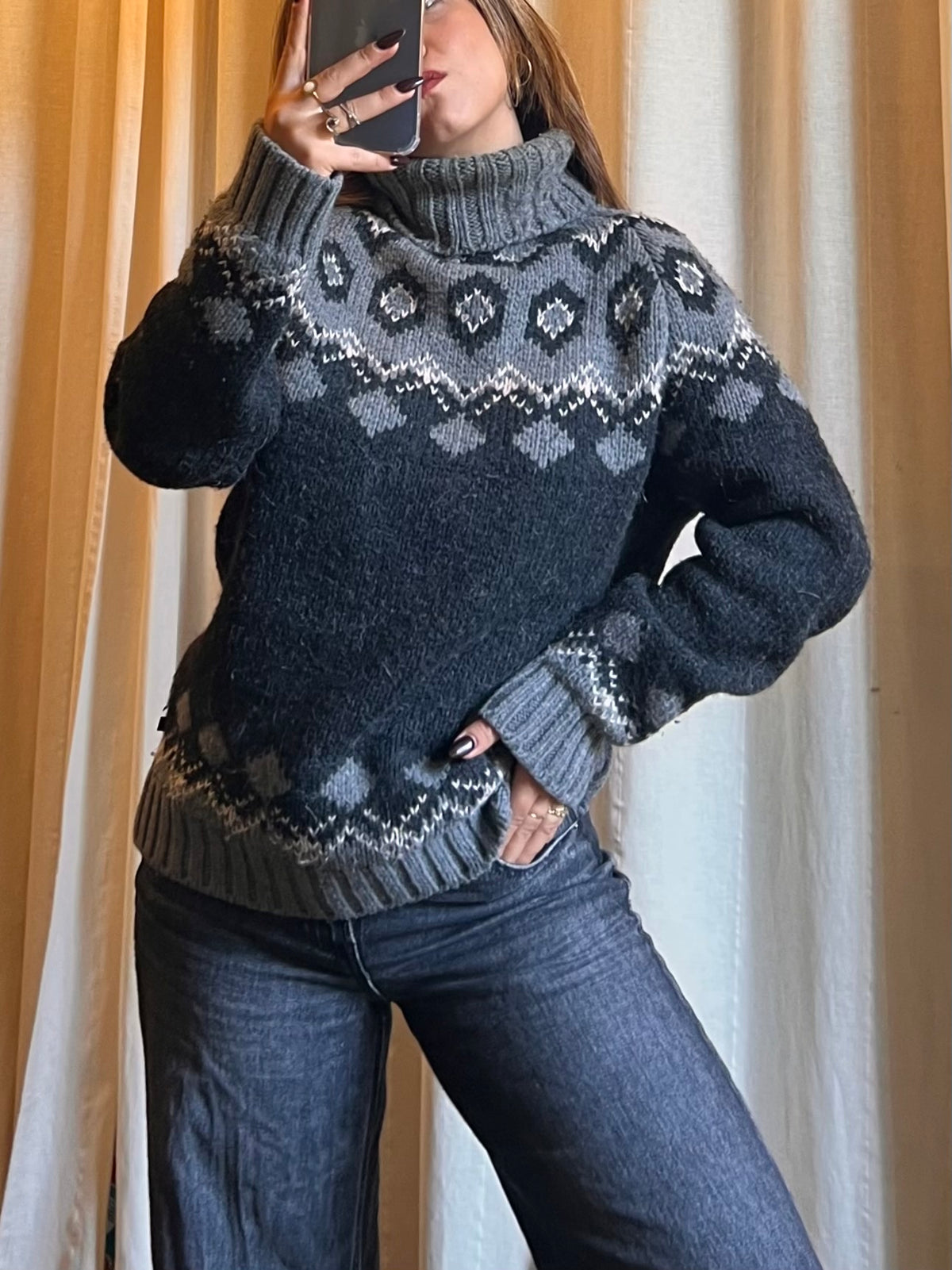 Maglione Dolce & Gabbana D&G a Collo Alto - Motivo Jacquard / Nordico