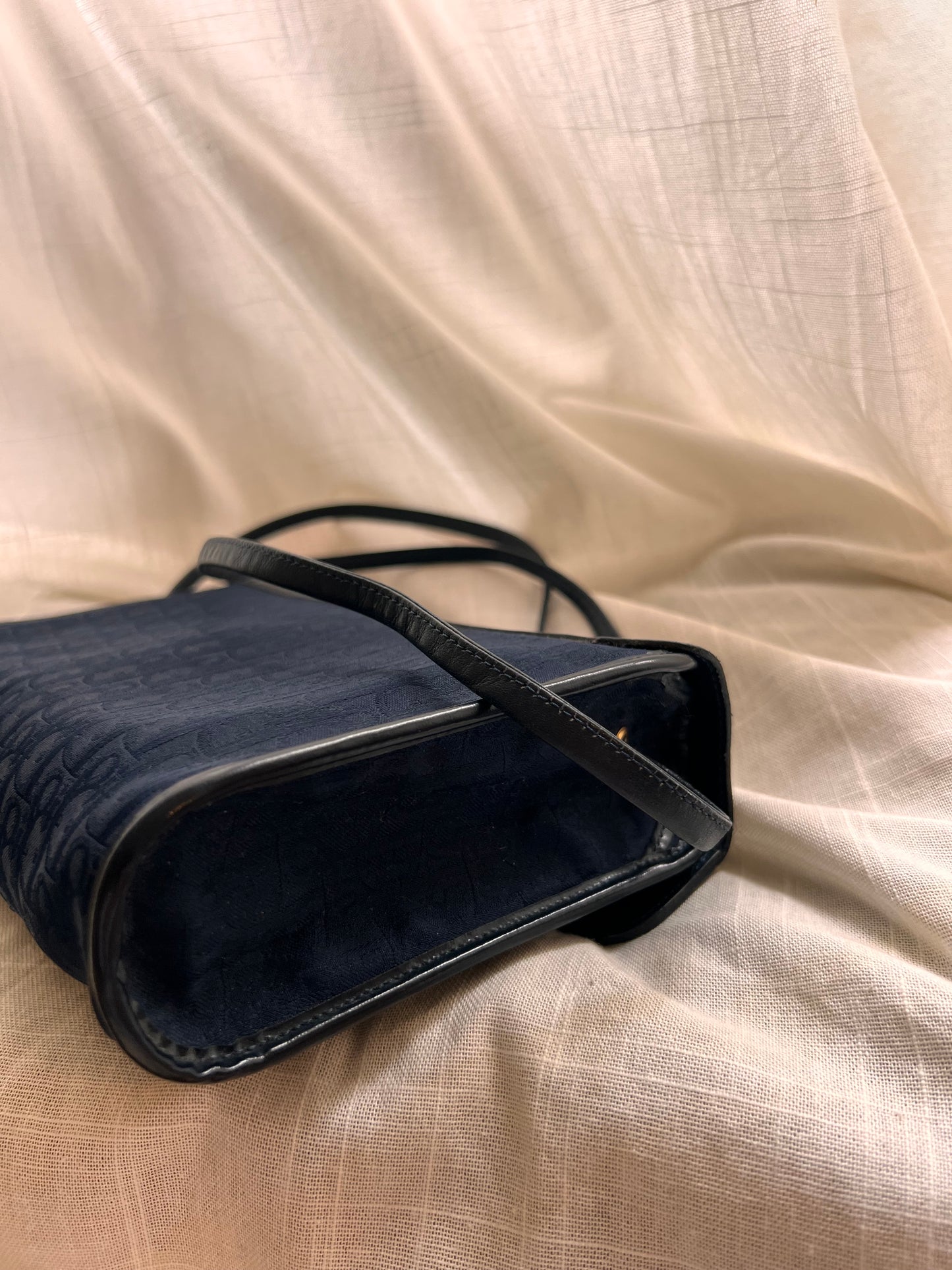 Splendida Borsa Vintage Christian Dior "Oblique" – Navy & Leather