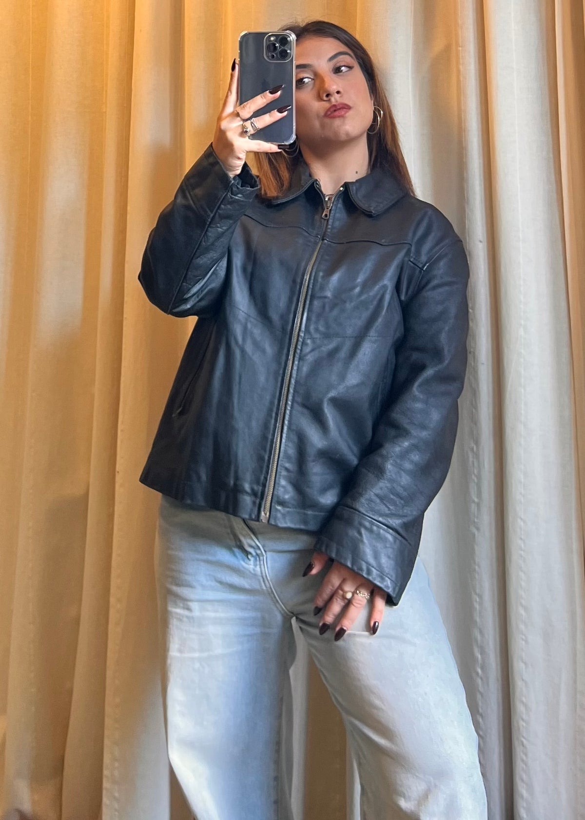Giacca Vintage in Vera Pelle Nera - Made in Italy