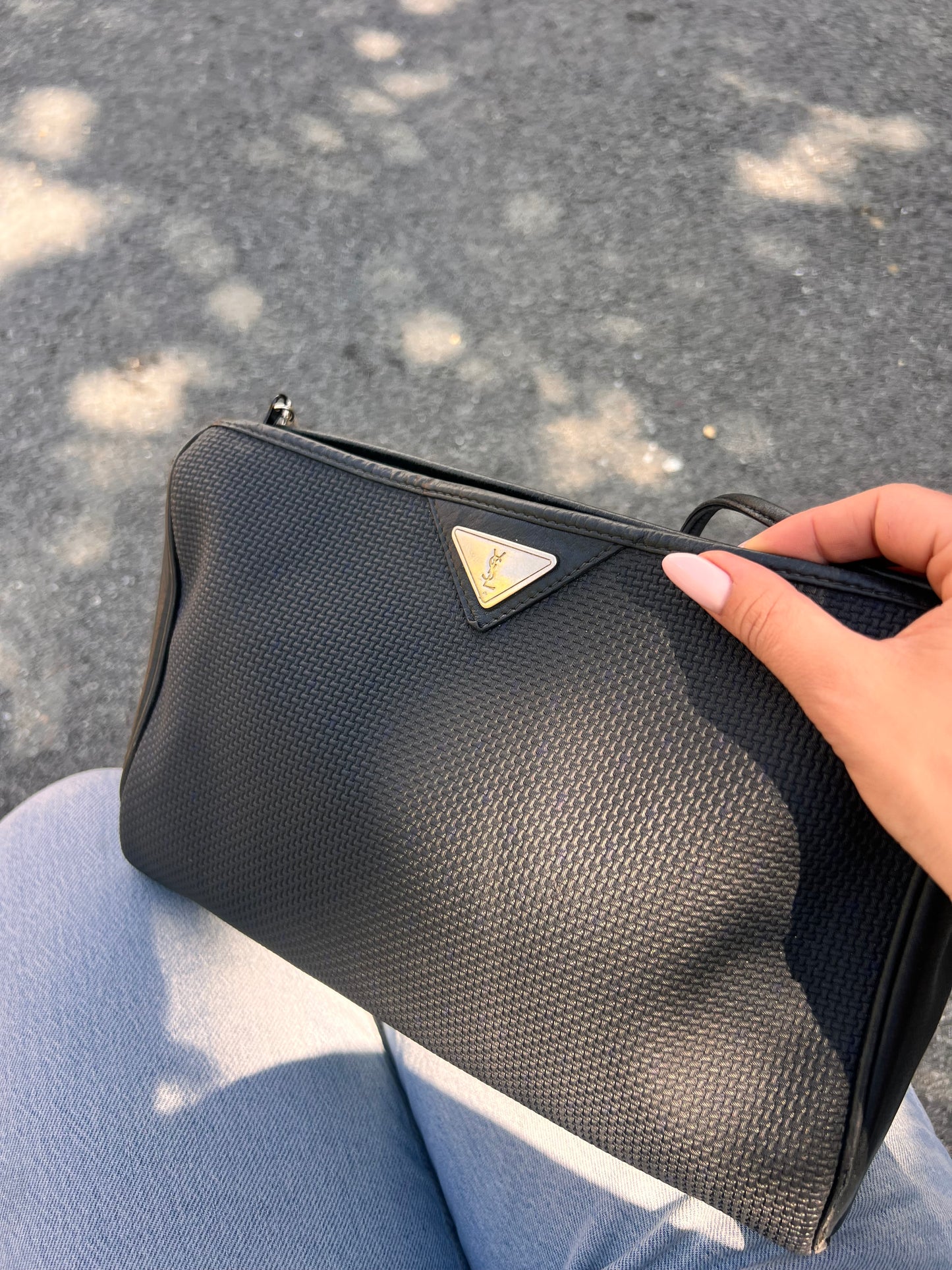 Borsa a spalla Yves Saint Laurent Vintage - Tessuto Testurizzato Nero