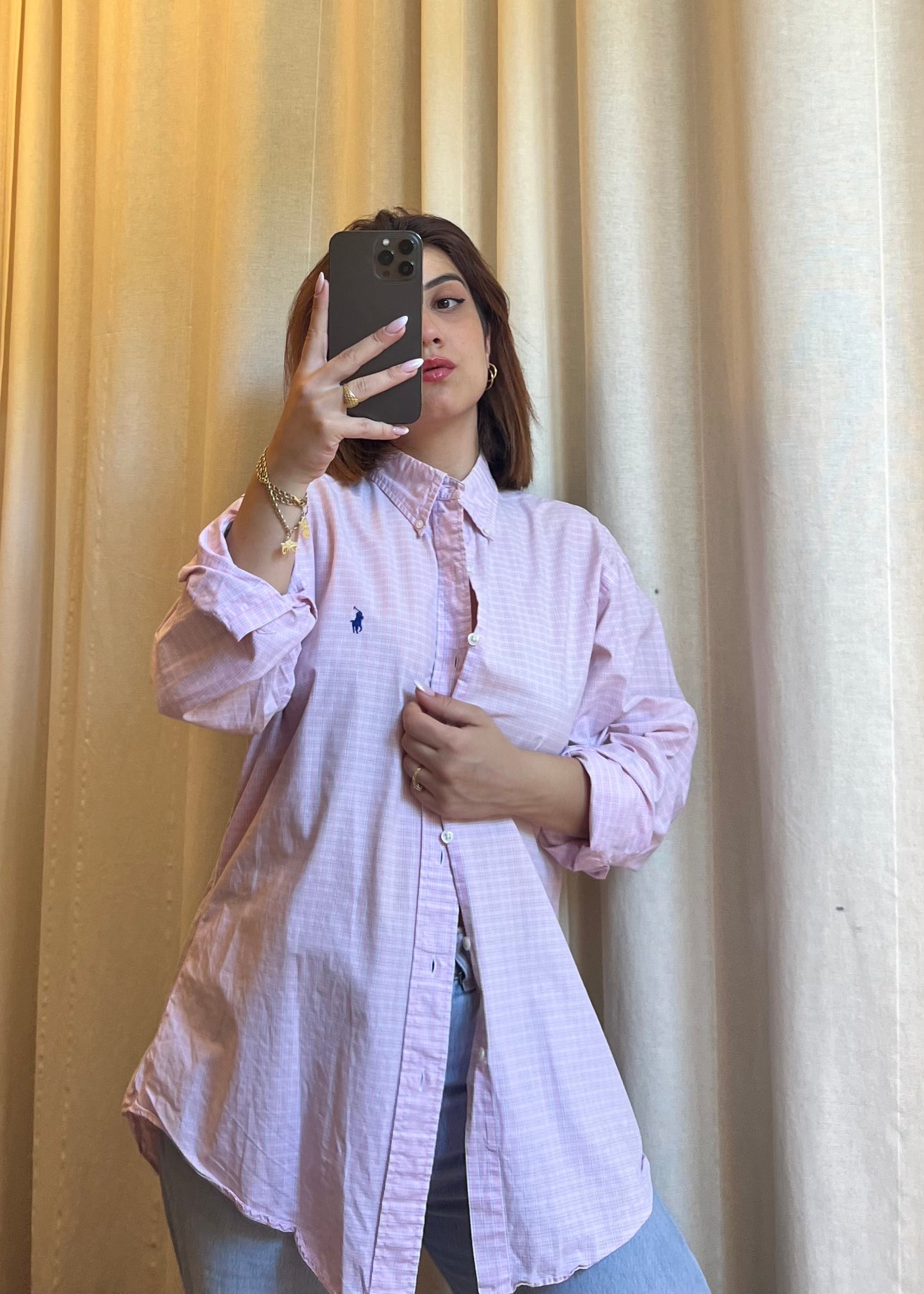 Camicia Ralph Lauren Custom Fit a quadretti rosa e azzurri – Ottimo stato