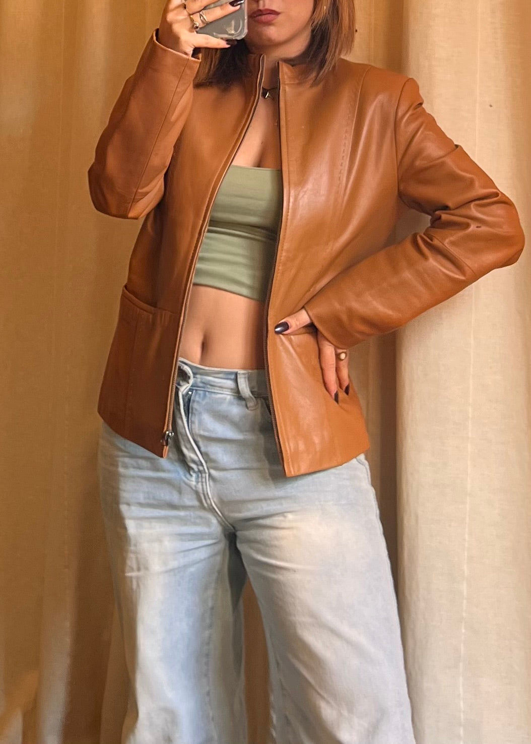 Giacca in Vera Pelle Nappa Cassani – Colore Cognac