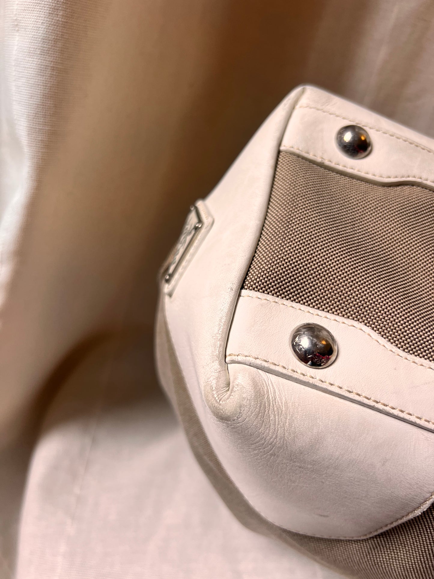 Prada Logo Jacquard Tote – Canvas & Leather