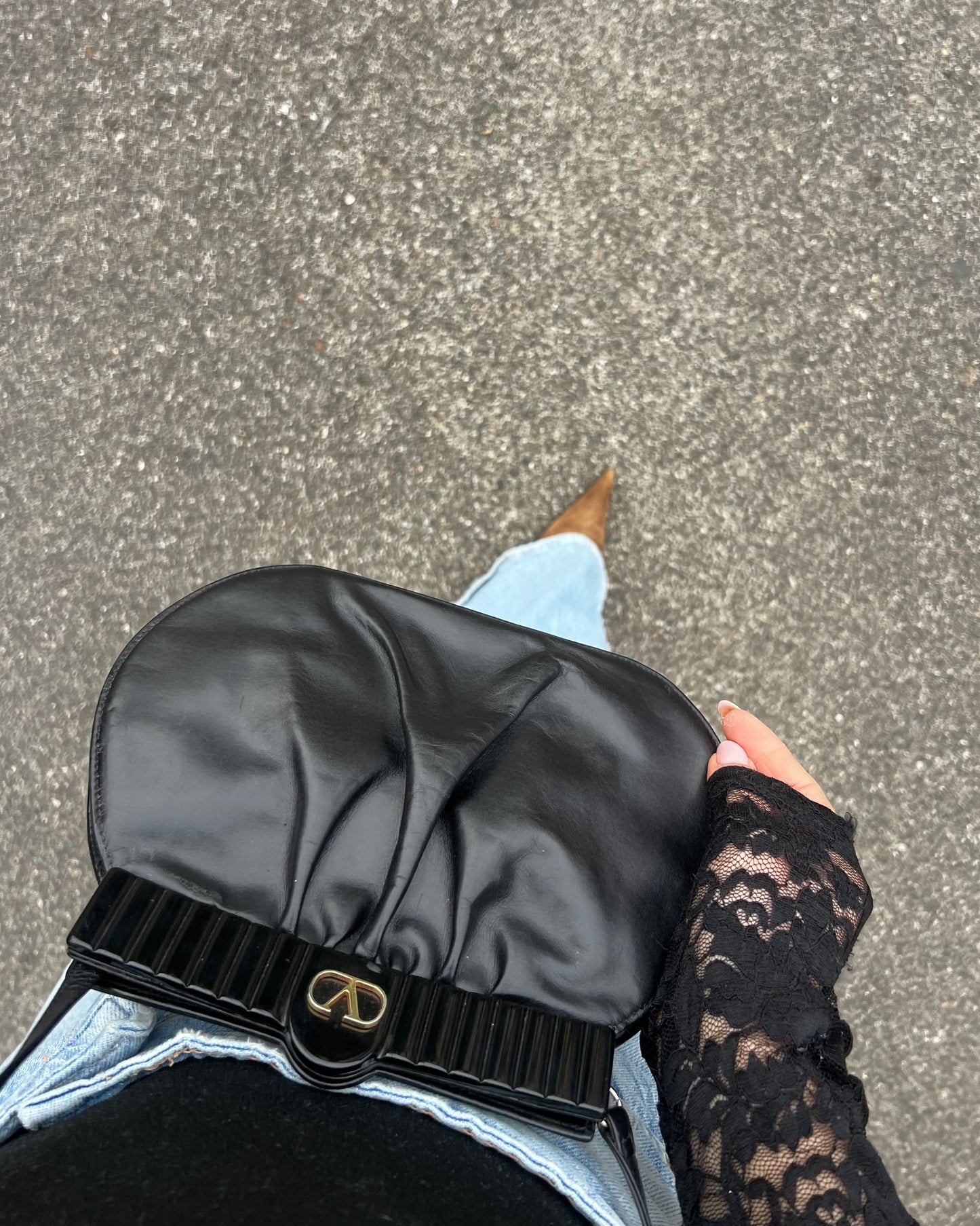Valentino Garavani – Borsa Vintage a clutch/ Tracolla in Pelle Plissé