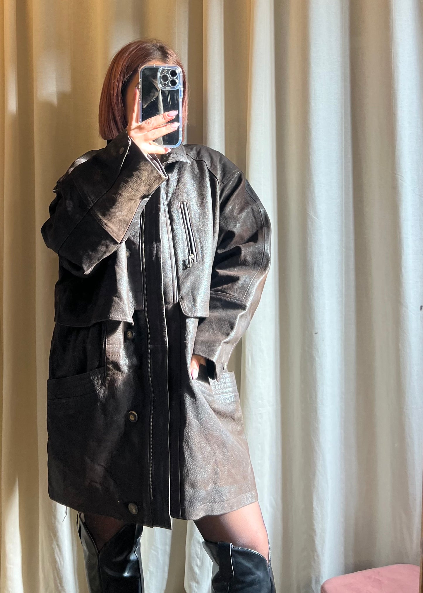 Giacca over in pelle