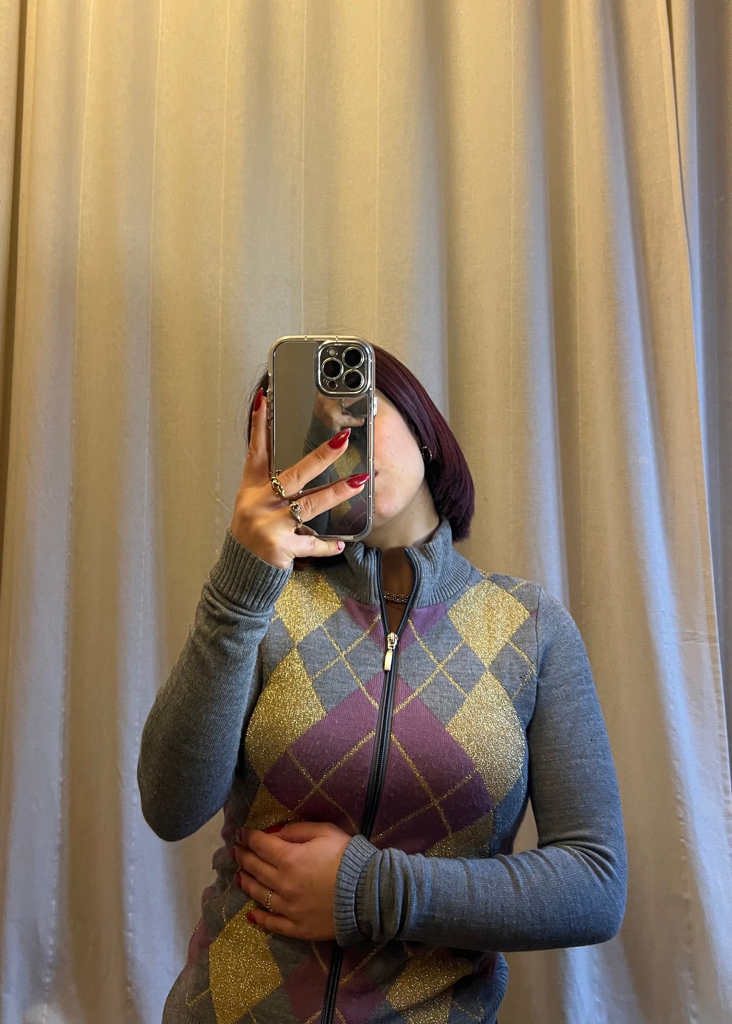 Maglione in lana  a rombi multicolor