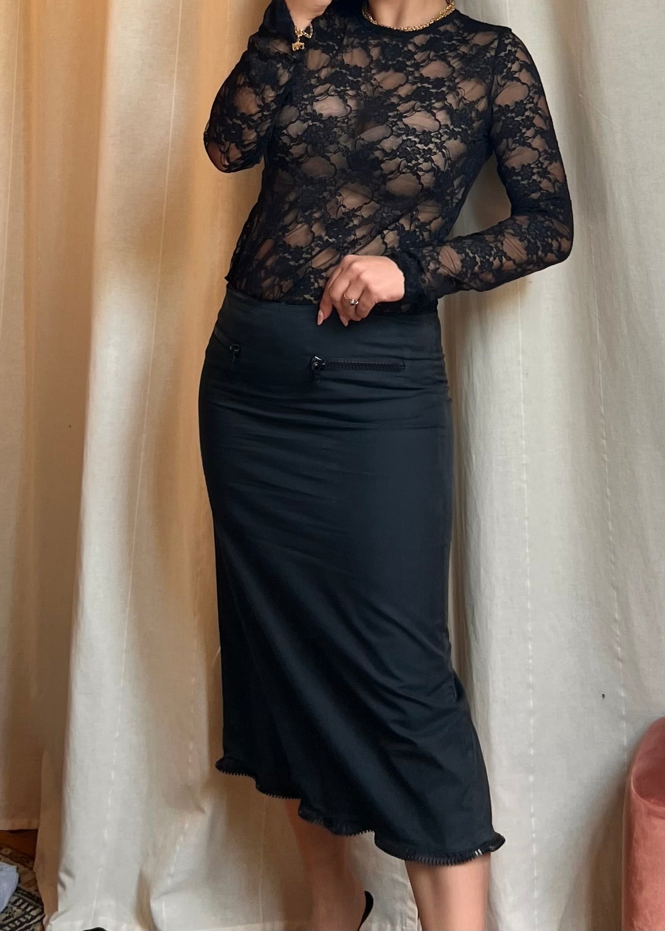 Miu Miu – Gonna Longuette Tecnica con Dettagli Zip (Vintage/Archivio)