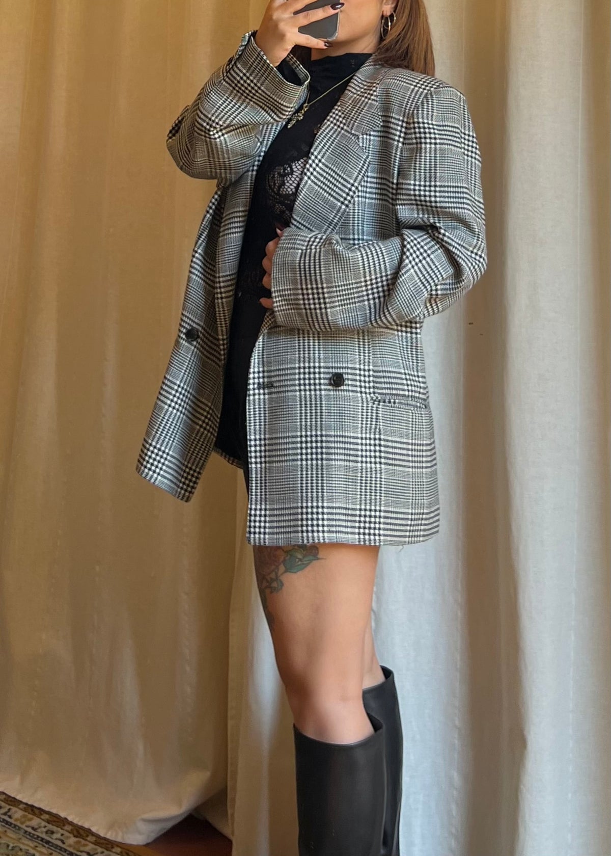 Blazer Vintage doppiopetto in Pura Lana Vergine – Motivo Principe di Galles