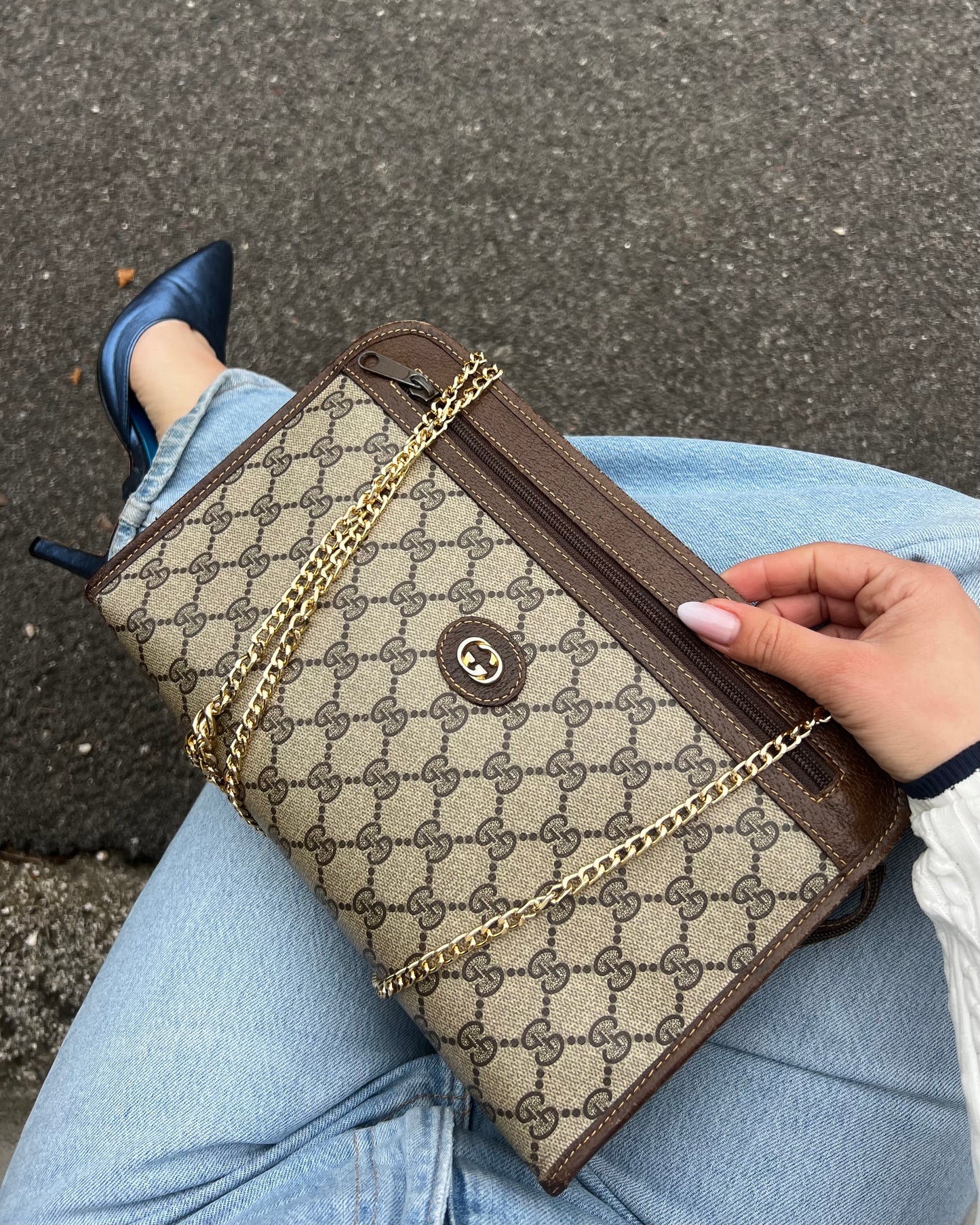 Clutch Gucci Vintage "Ophidia" in Tela Monogram GG - Anni '80