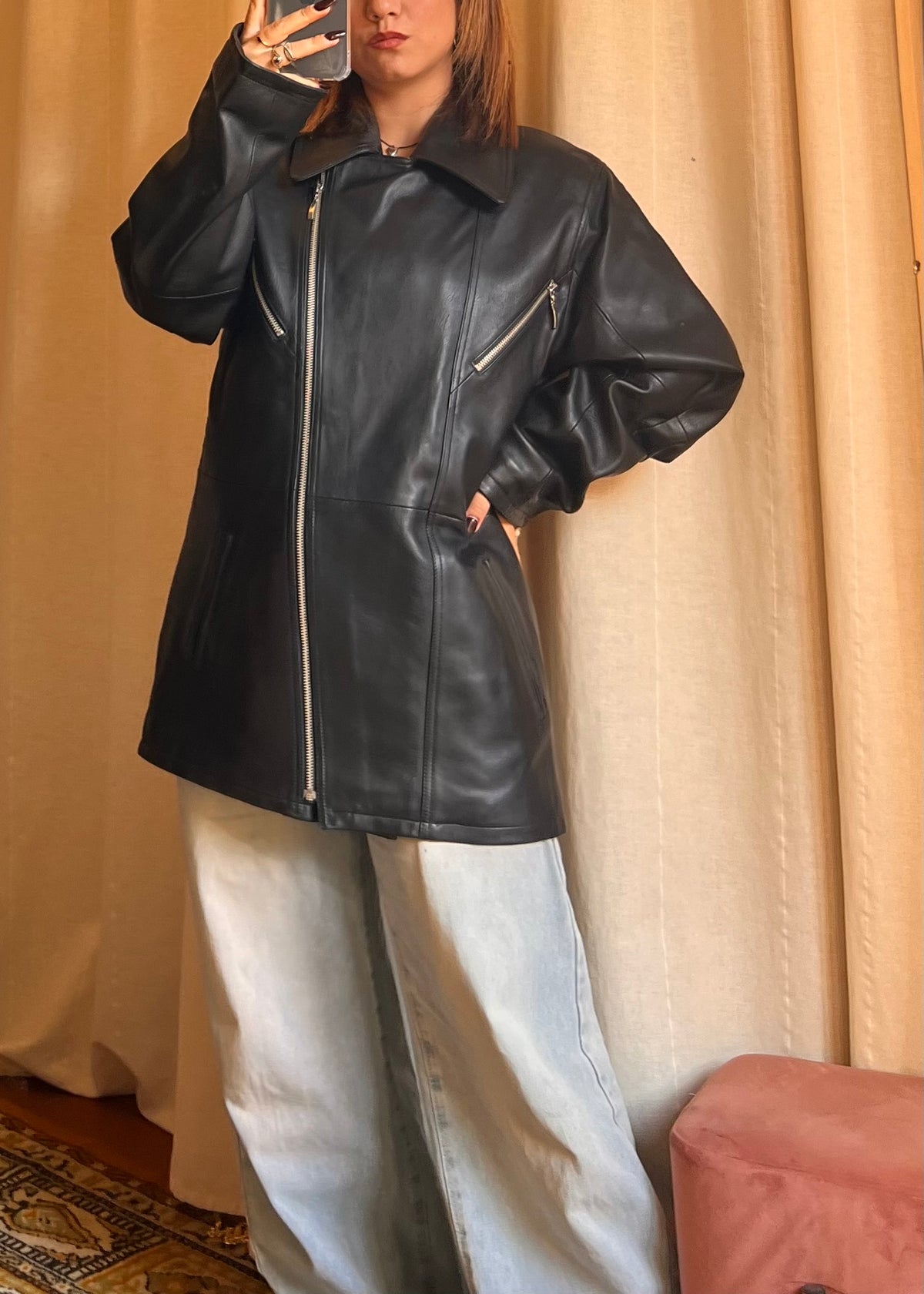 Giacca in Vera Pelle Nappa d'Agnello – Style Biker / Oversize